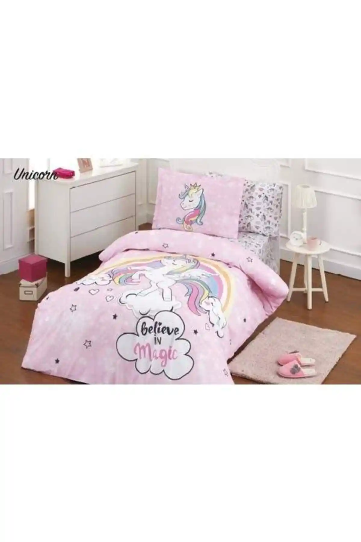 Özdilek Unicorn Pembe Tek Kişilik Nevresim Takımı Çocuk ve Genç Odaları İçin