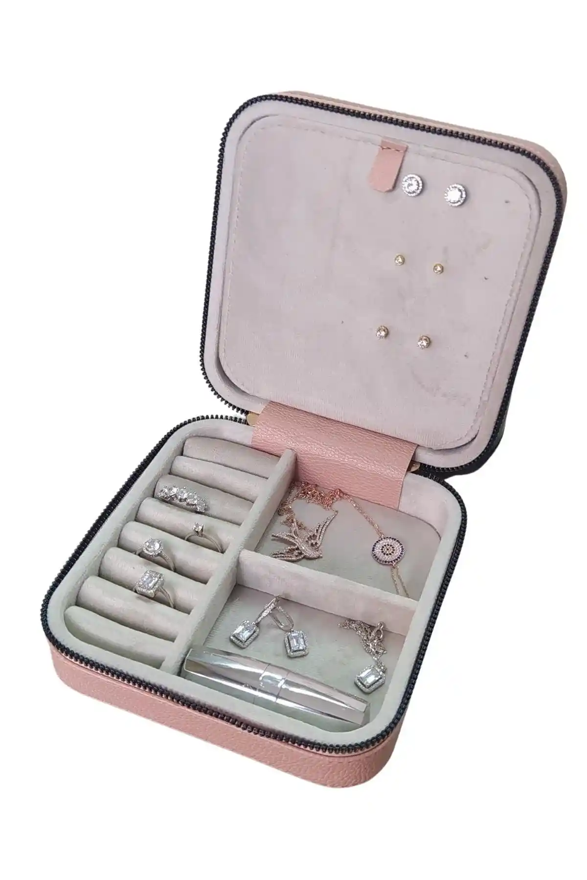 ÖZER KUTU Fermuarlı Deri Mücevher ve Takı Çantası Modern Tasarım ve Dayanıklı Malzeme ile