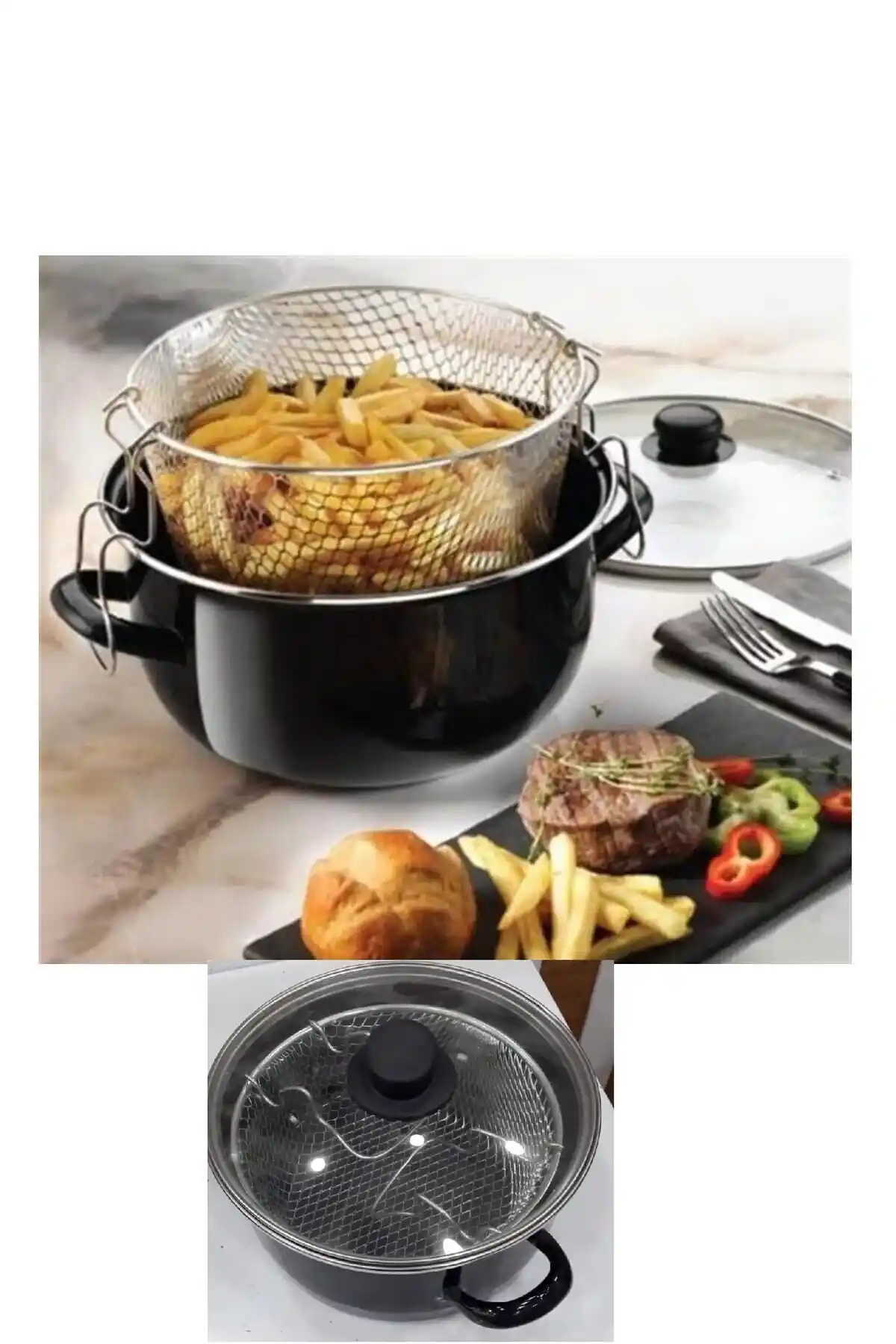 Paçi Emaye Kızartma Tenceresi 22 cm dayanıklı ve şık tasarımıyla mutfağınıza modernlik katıyor