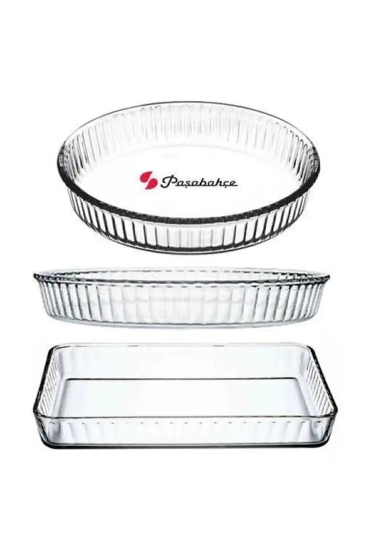 Paşabahçe Fırın Tepsileri Seti 3'lü Cam Pişirme Takımı Pratik ve Şık Mutfak Gereçleri