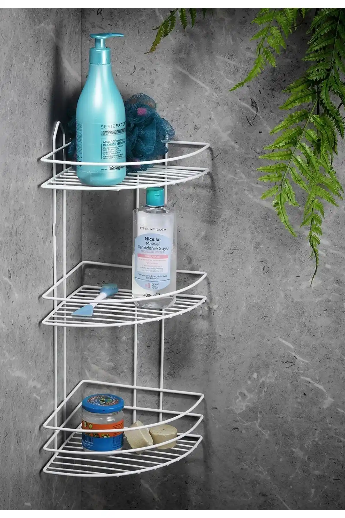 Paslanmaz Çelik Yapışkanlı Köşe Banyo Rafı Modern ve Dayıklı Tasarım