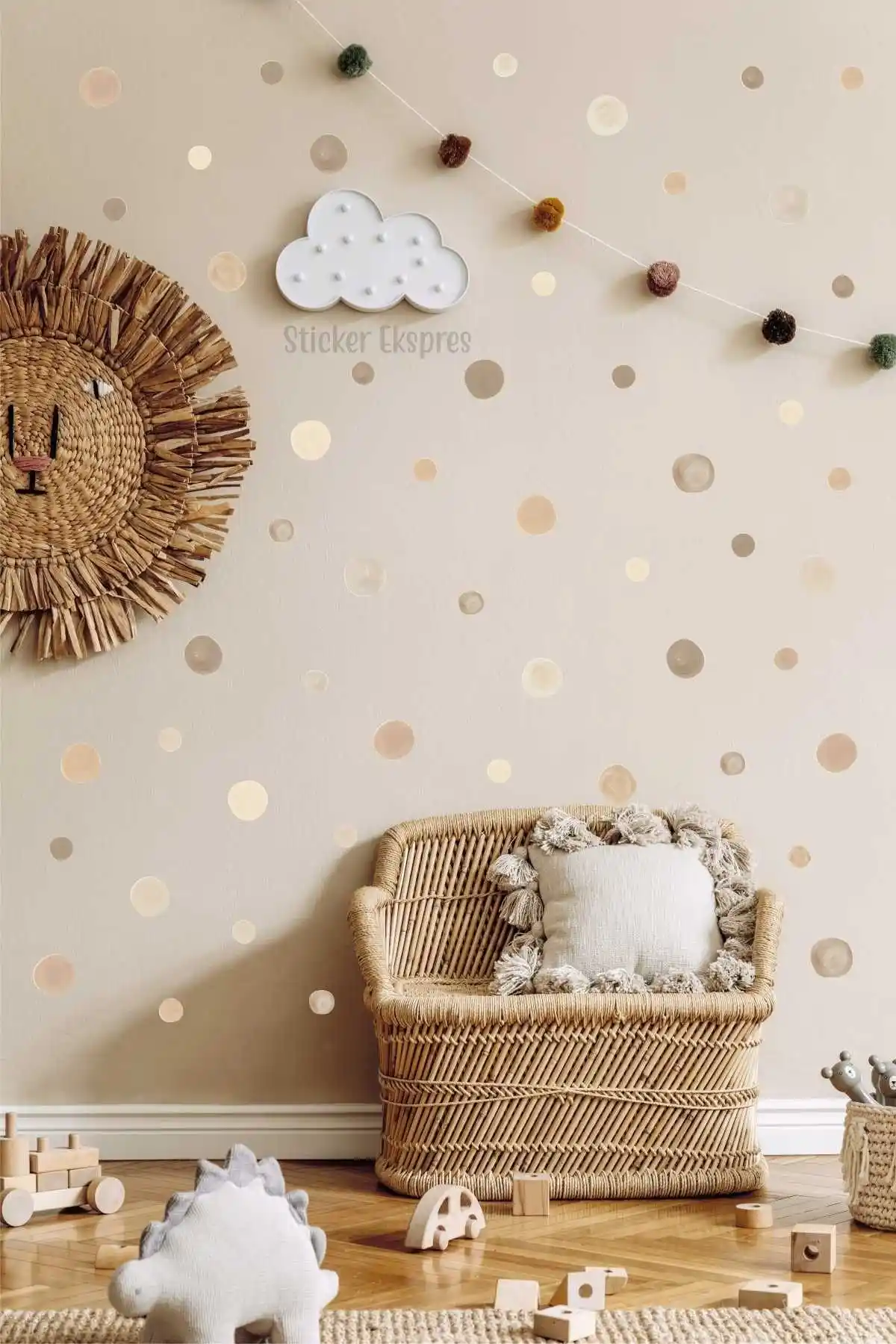 Pastel Kahverengi 178 Adet Duvar Sticker Seti Çocuk ve Oda Dekorasyonu İçin