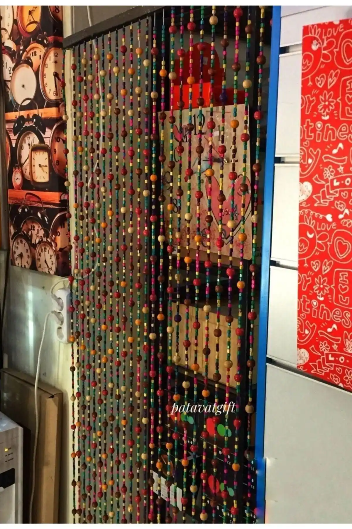 Patavat Kapı Süsü Kapı Boncuğu Ahşap 27 Sarkıt 90 Cm İç ve Dış Mekan Dekorasyonu