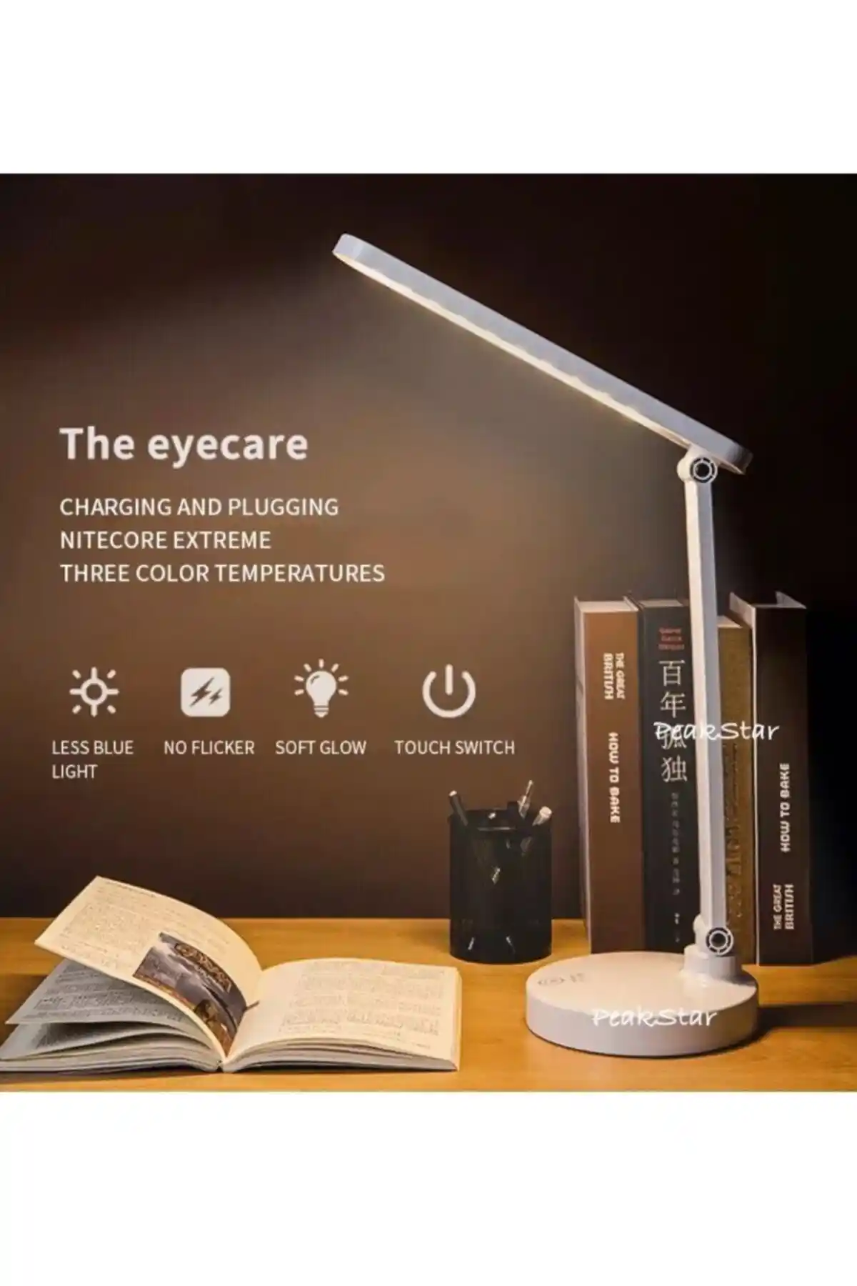 PeakStar Şarjlı Dokunmatik LED Masa Lambası: Modern ve Şık Çözüm