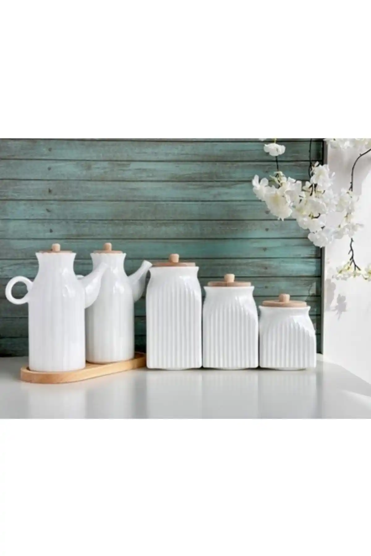 Pembelia Life 6 Parçalık Porselen Yağdanlık Seti Modern ve Şık Mutfak Dekorasyonu İçin