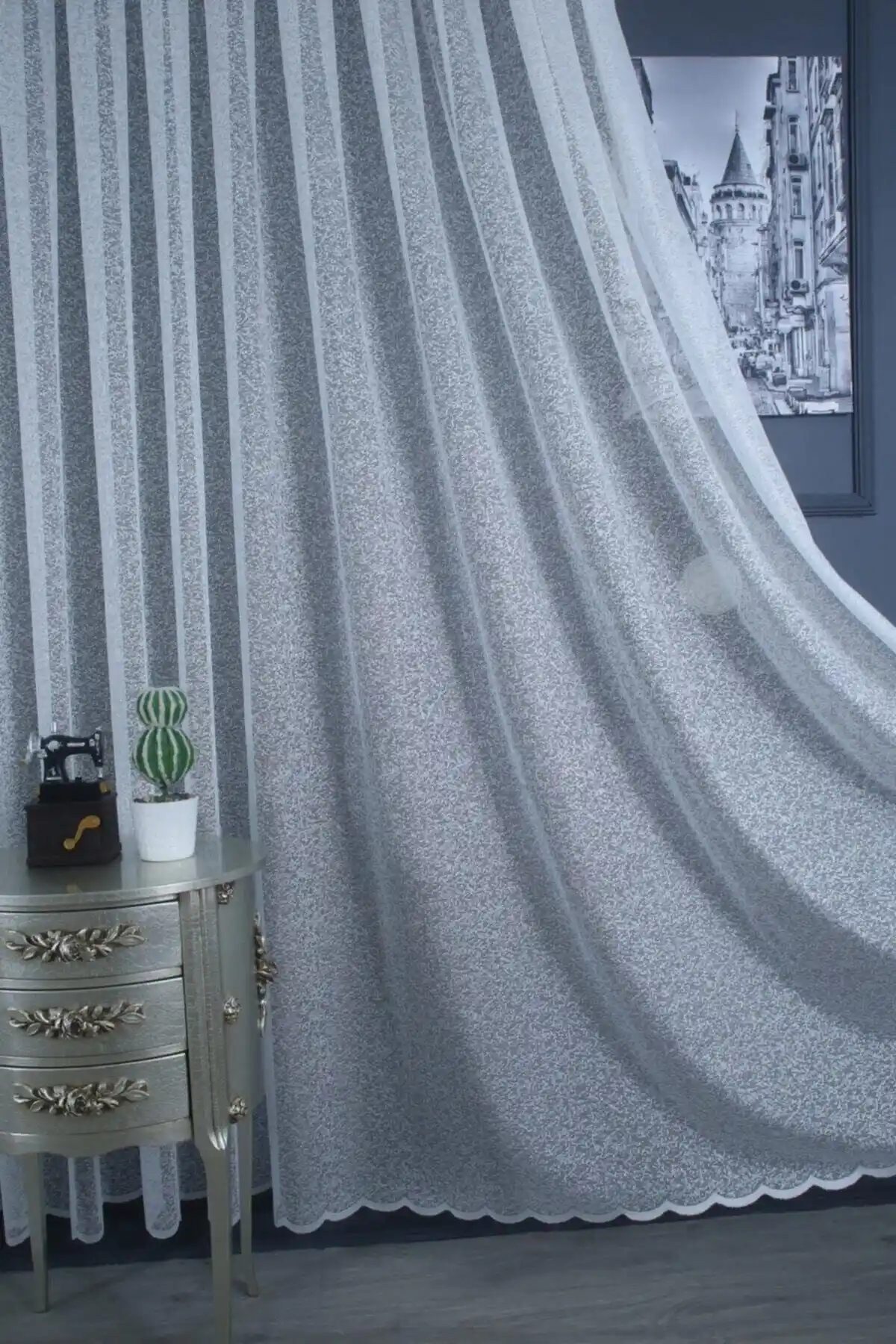 PERDECITY Kum Desen Jakar Tül Perde: Şık ve Pratik Modern Perde Çözümü