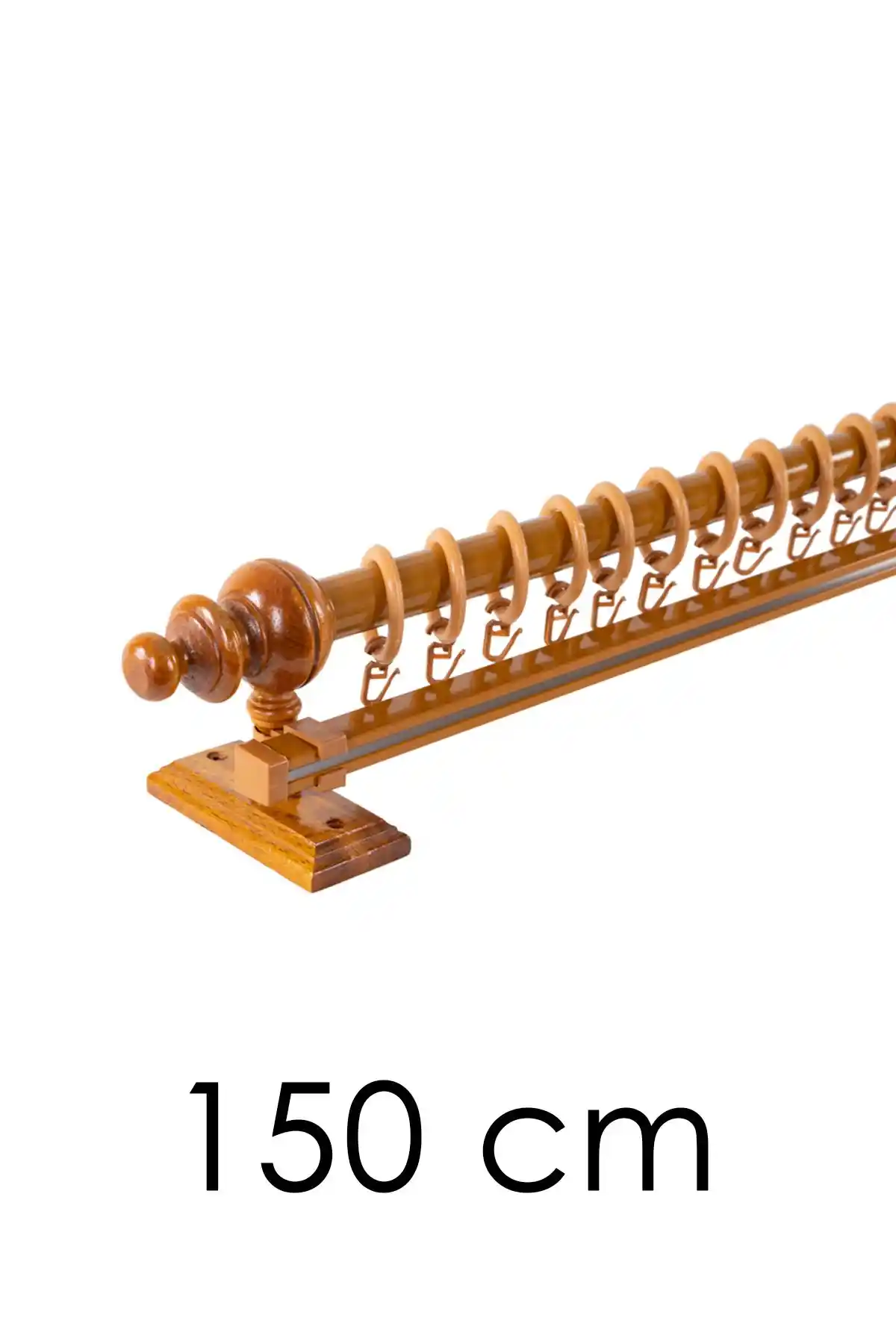 Perdejim Meşe Tek Raylı Rustik Ahşap Perde Askısı 150 Cm Doğal ve Şık Tasarım