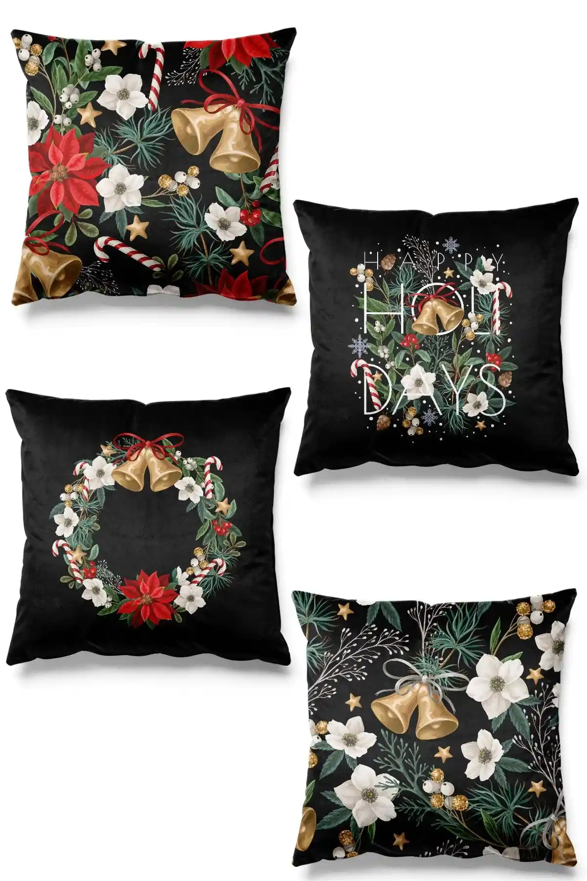 Pilloveland Çift Taraflı Baskılı Yılbaşı Kırlent Kılıfı Seti Ev Dekorasyonunda Şıklık ve Neşe