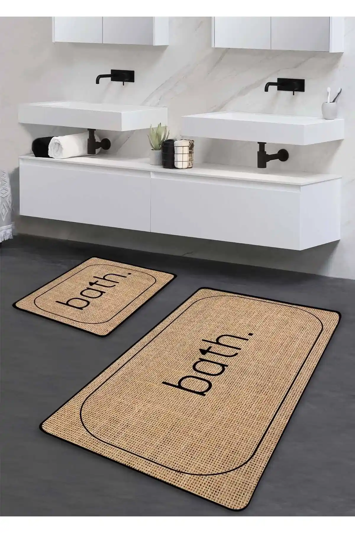 Pilloveland Kaymaz Taban Yıkanabilir 2’li Banyo Paspası Modern ve Güvenli Tasarım