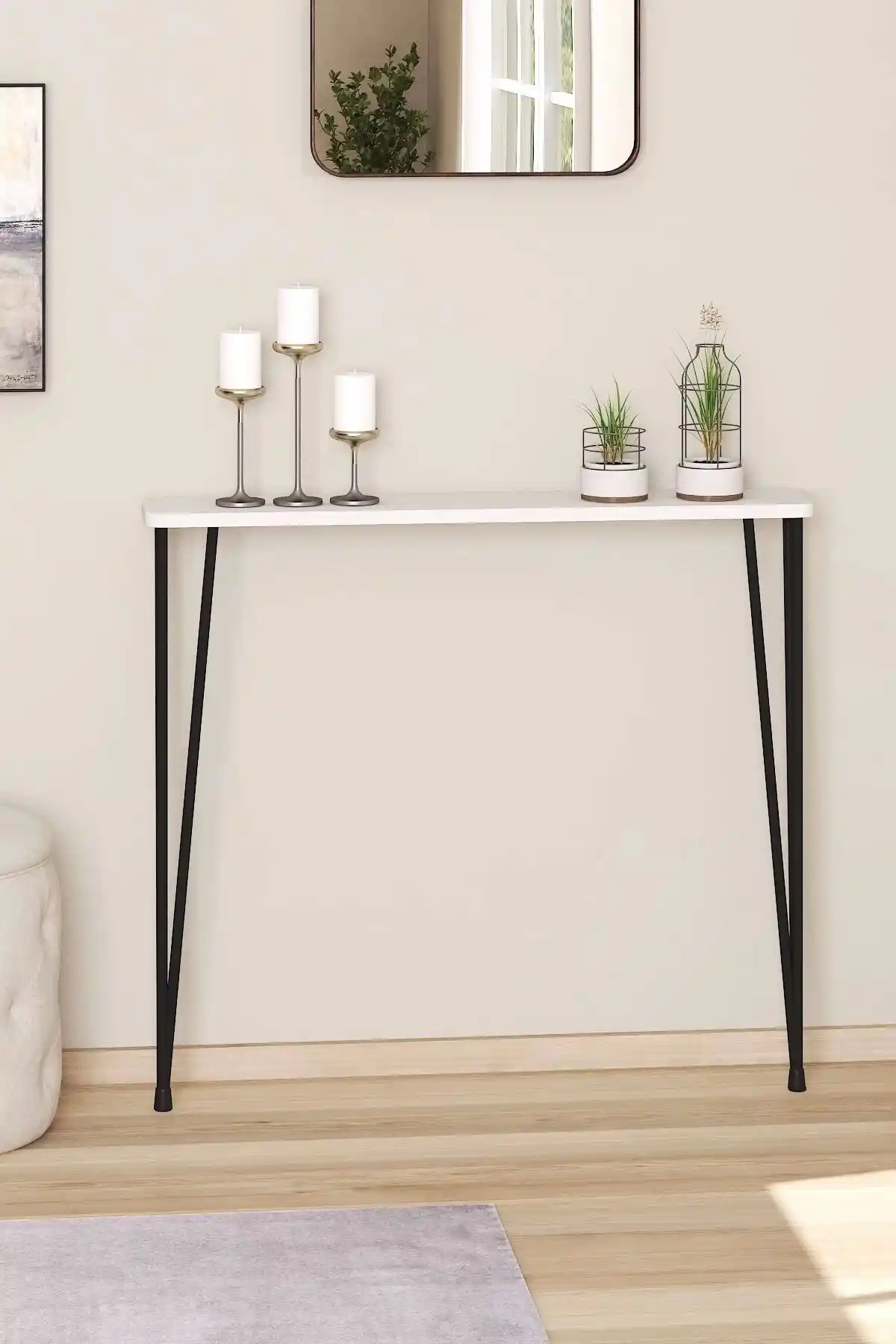 Pinhal Home Oval Kenar Beyaz Dresuar Modern İç Mekanlar İçin Uygun Tasarım