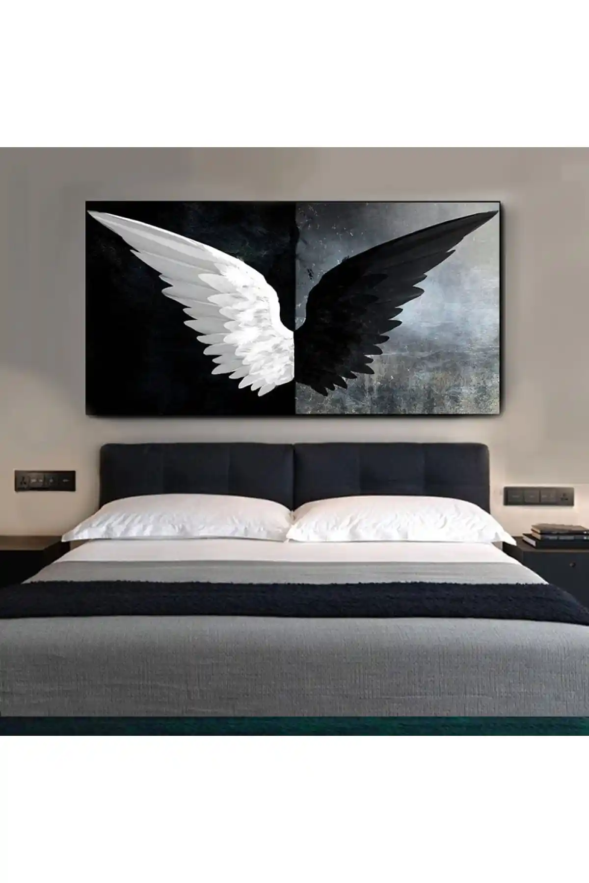 Piri Kanvas Tablo Siyah Beyaz Modern Dekoratif Duvar Sanatı Çerçeveli