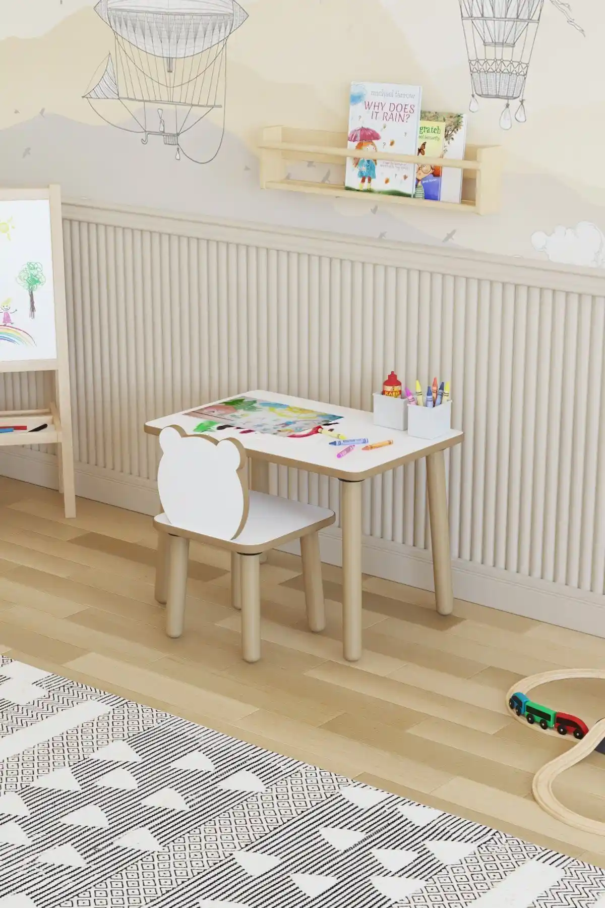 POFİTTO Yaz-sil Yüzey Çocuk Masası: Güvenli ve Estetik Tasarım ile Çocuklar İçin Uygun