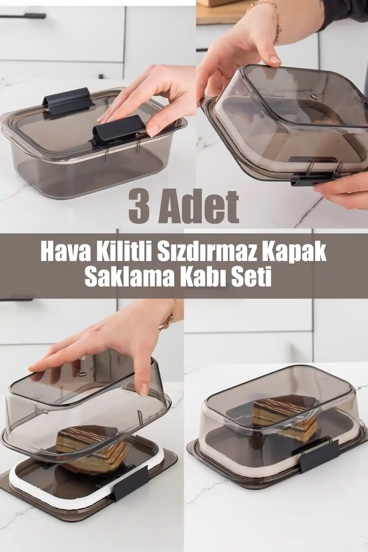 Porsima Org-130 3'lü Kristal Saklama Kabı Seti Modern ve Dayanıklı Gıda Saklama Çözümü