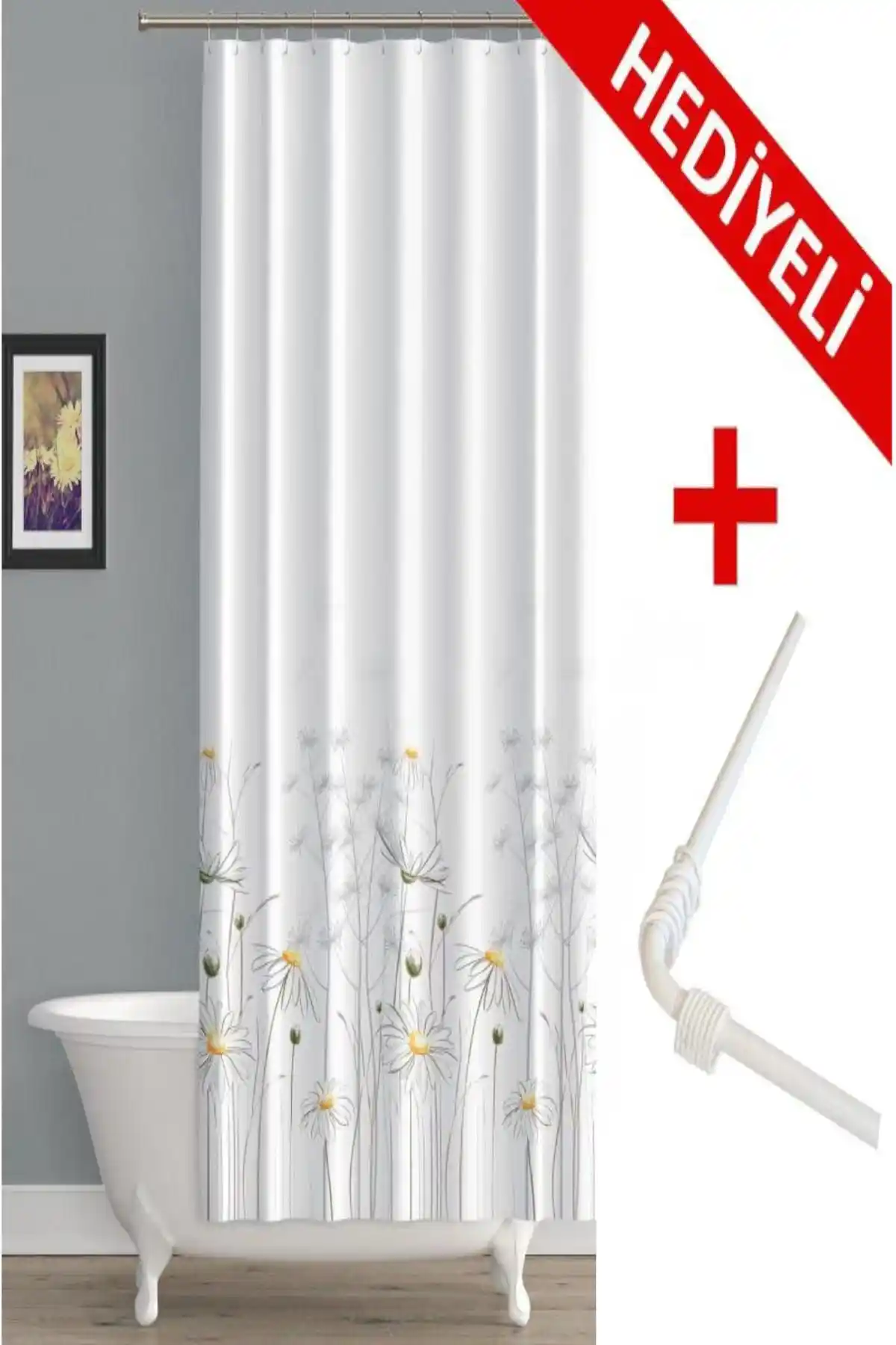 Prado Çift Kanatlı Banyo Perdesi 120x200 cm Suya Dayanıklı ve Kolay Montajlı Tasarım