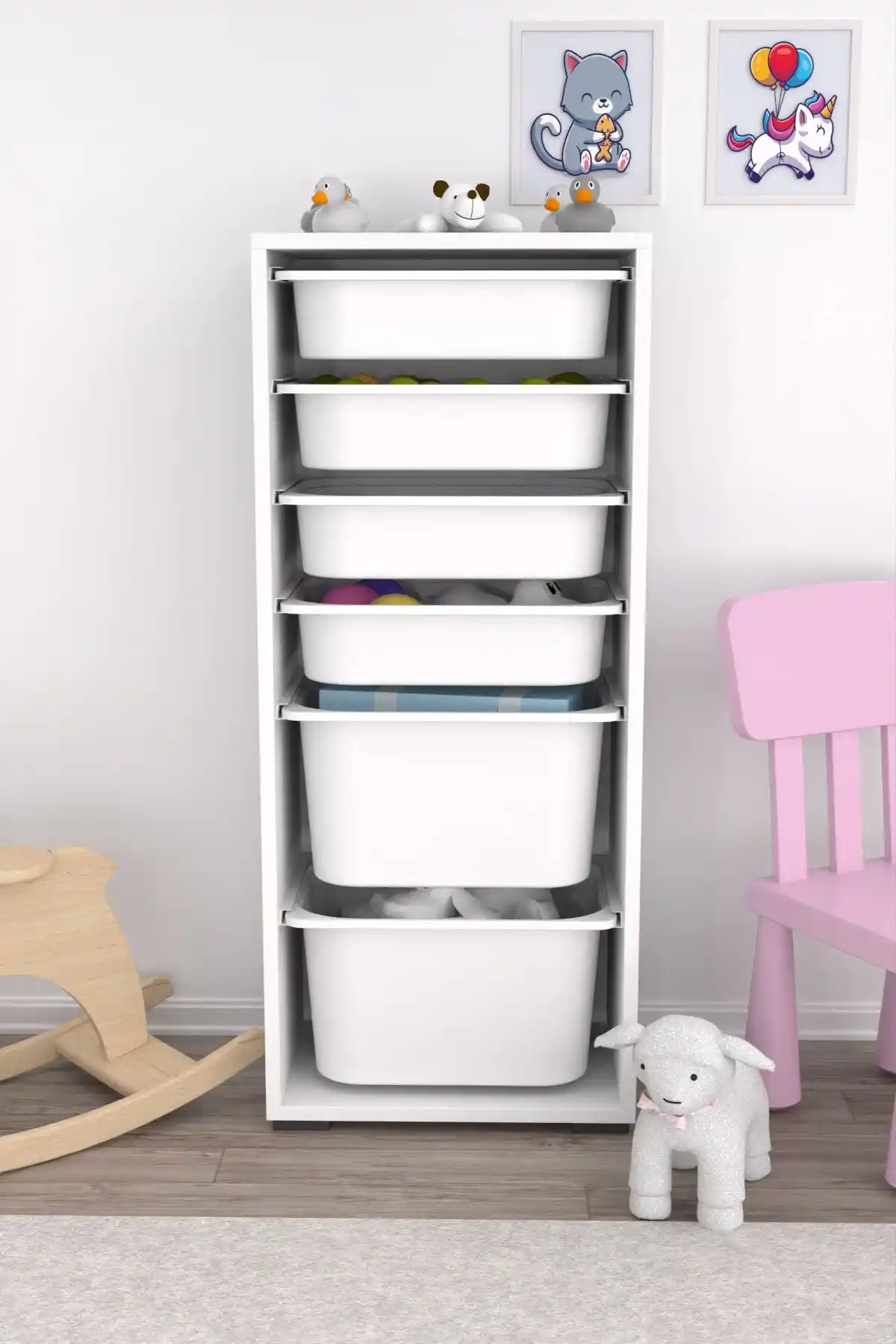 Pratico 2 Büyük 4 Küçük Çok Amaçlı Dolap: Modern ve Fonksiyonel Depolama Çözümü