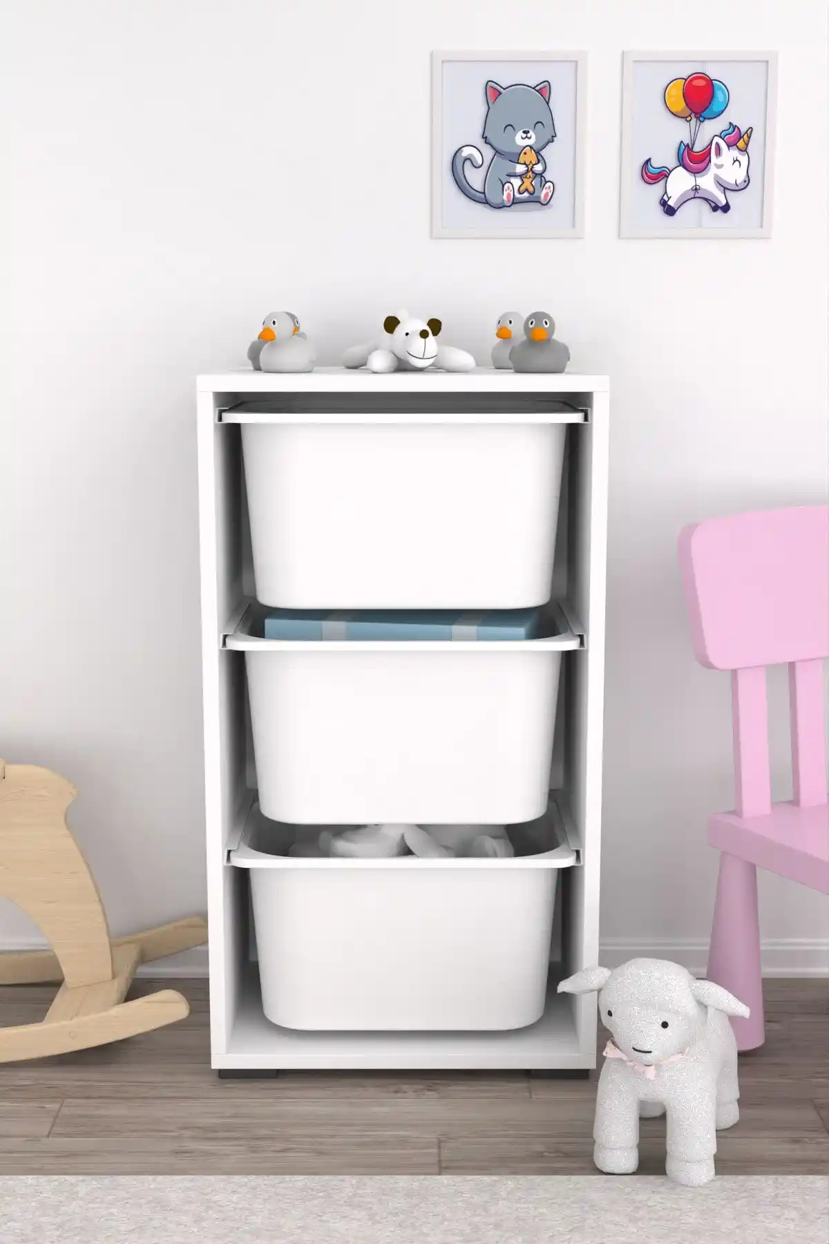 Pratico 3 Derin Sepetli Çok Amaçlı Dolap: Modern ve Dayanıklı Çok Fonksiyonlu Depolama Ünitesi