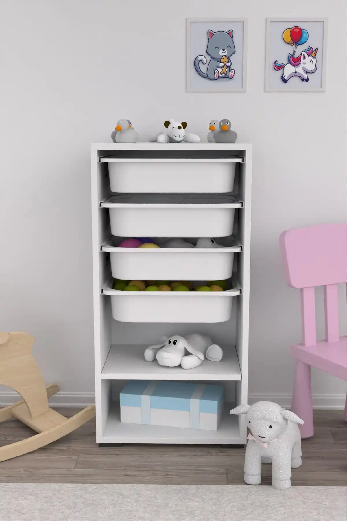 Pratico 4 Sepetli Çok Amaçlı Mutfak ve Banyo Dolabı - Modern ve Dayanıklı Tasarım