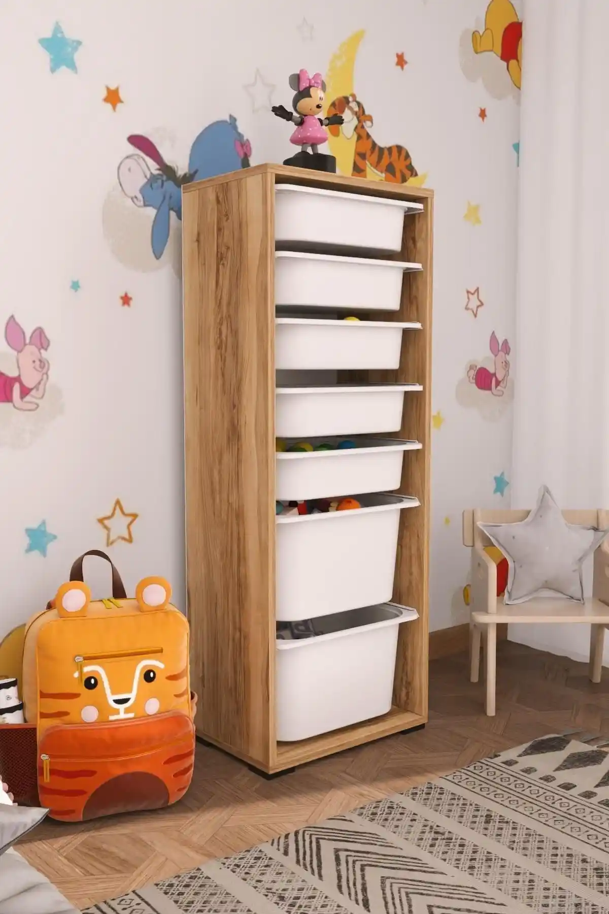 Pratico Zola 7 Sepetli Tropik Ceviz Dolap: Modern ve Fonksiyonel Depolama Çözümü