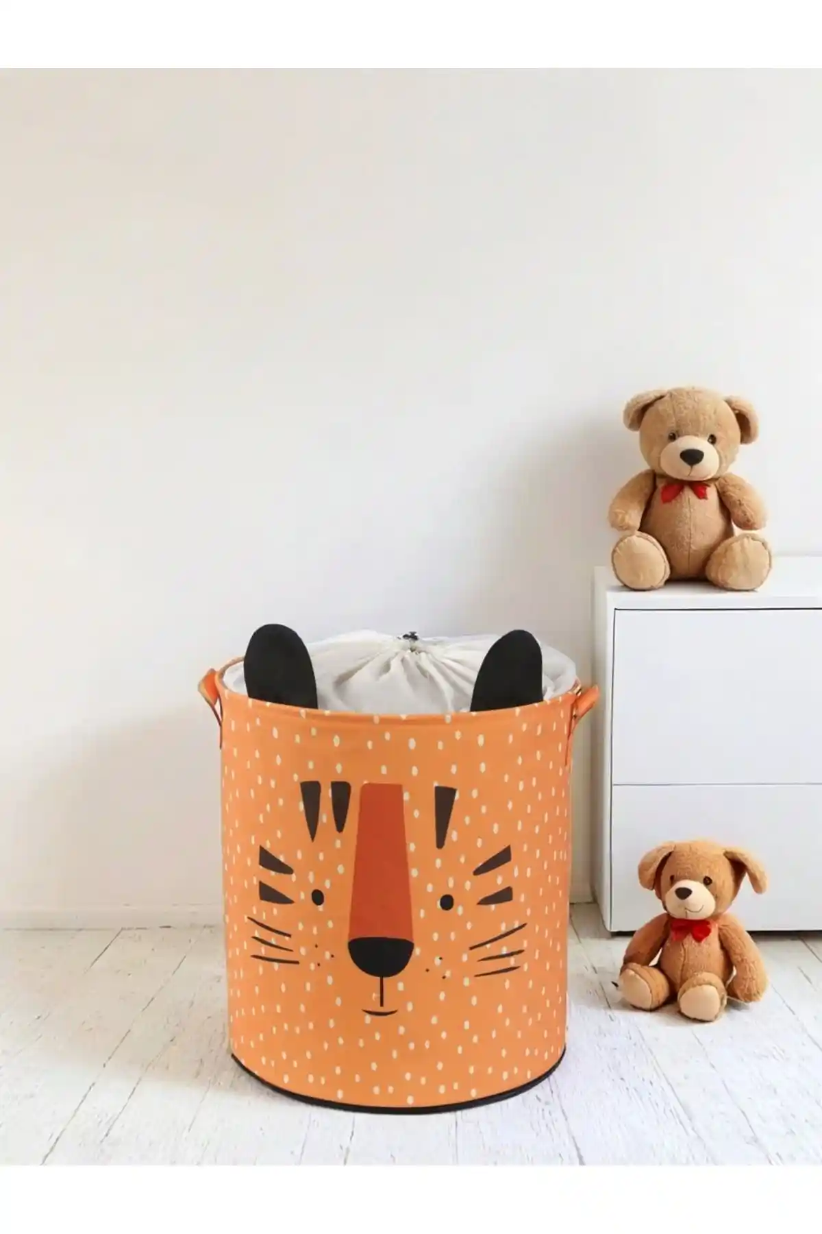 Pratik ve şık Prendi Home Kaplan Tasarımlı Fileli Bebek ve Çocuk Odası Saklama Kutusu