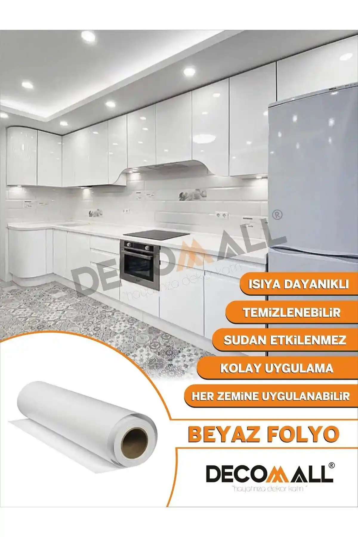 PROKA Beyaz Lake Mutfak Dolabı Kaplama Folyosu ile Modern ve Dayanıklı Mutfak Dekorasyonu