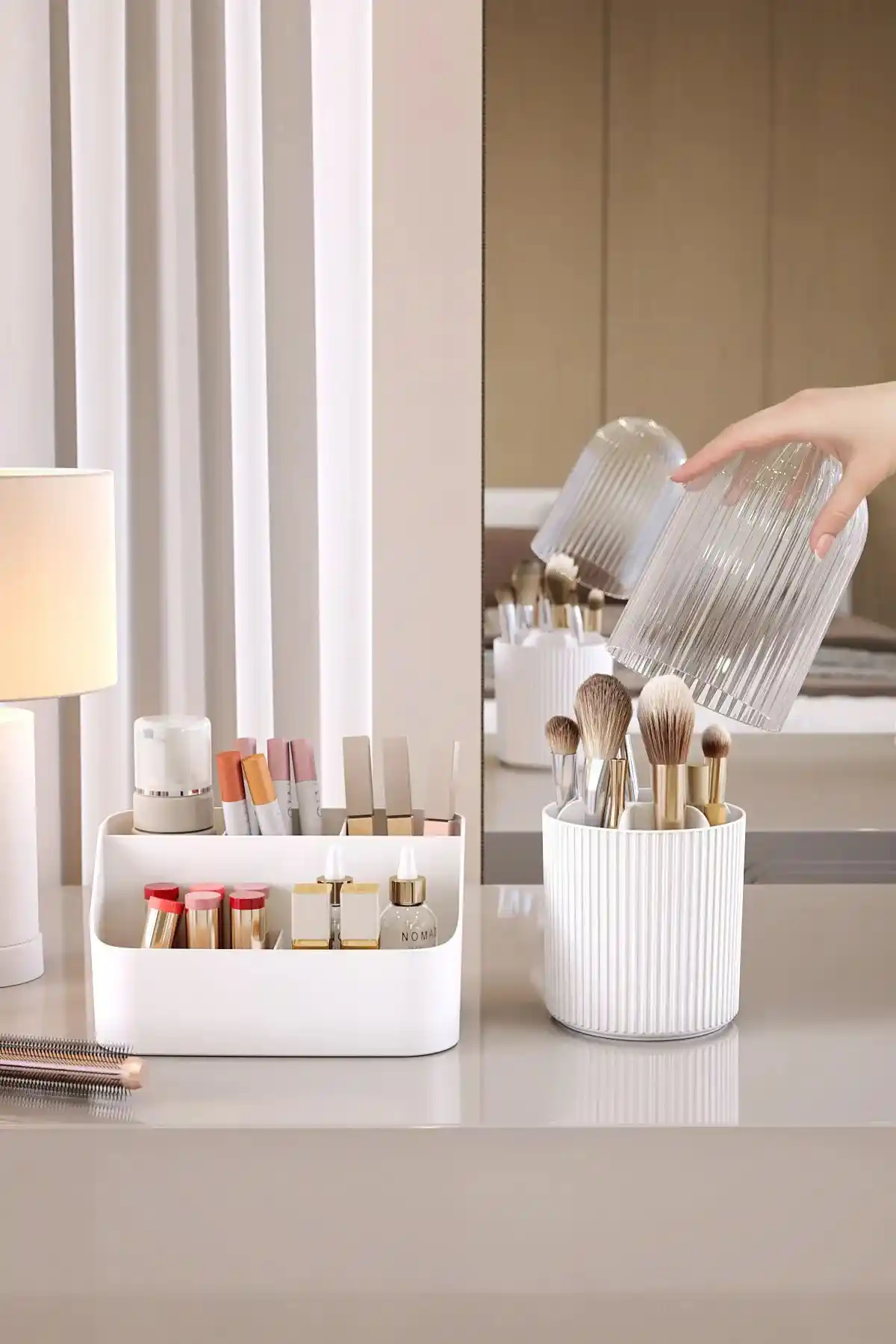 Pufwin Home Çok Amaçlı Makyaj ve Kozmetik Organizer Seti Şeffaf Kapaklı Tasarım