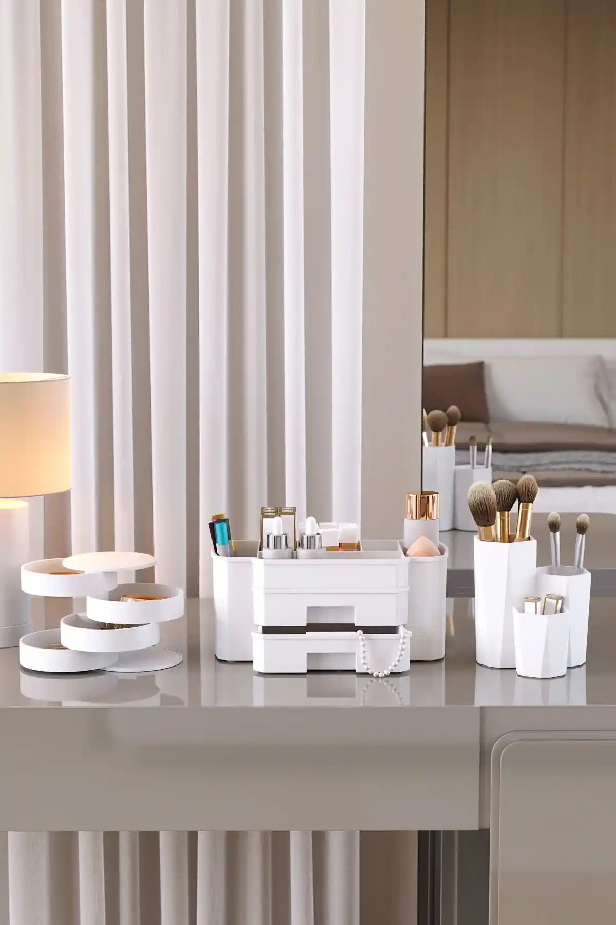 Pufwin Home Lotus Kozmetik ve Takı Düzenleme Kutusu Şeffaf Plastik Organizer