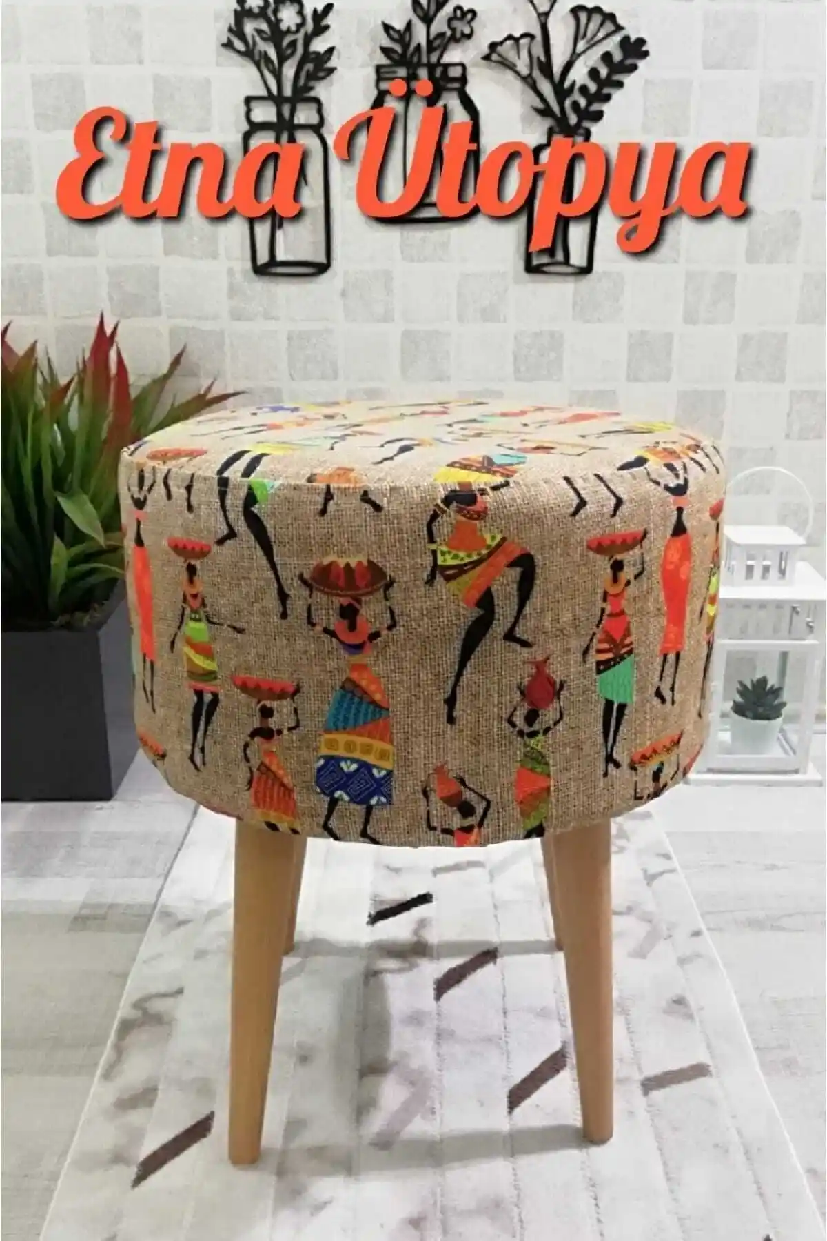 PufyHome Etna Ütopya Çok Amaçlı Gürgen Ayaklı Dekoratif Puf Bench Sandalye Koltuk