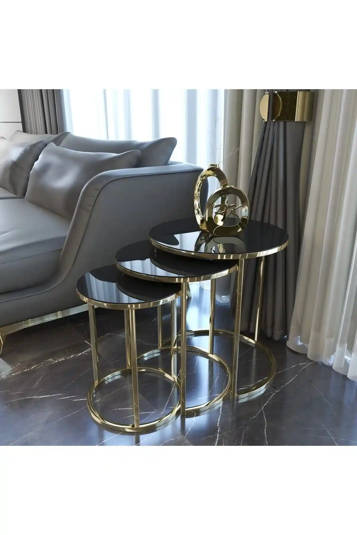 Puklife Ceylin 3'lü Zigon Sehpa Seti Modern ve Şık Tasarım ile Dekorasyonunuza Zarafet Katar