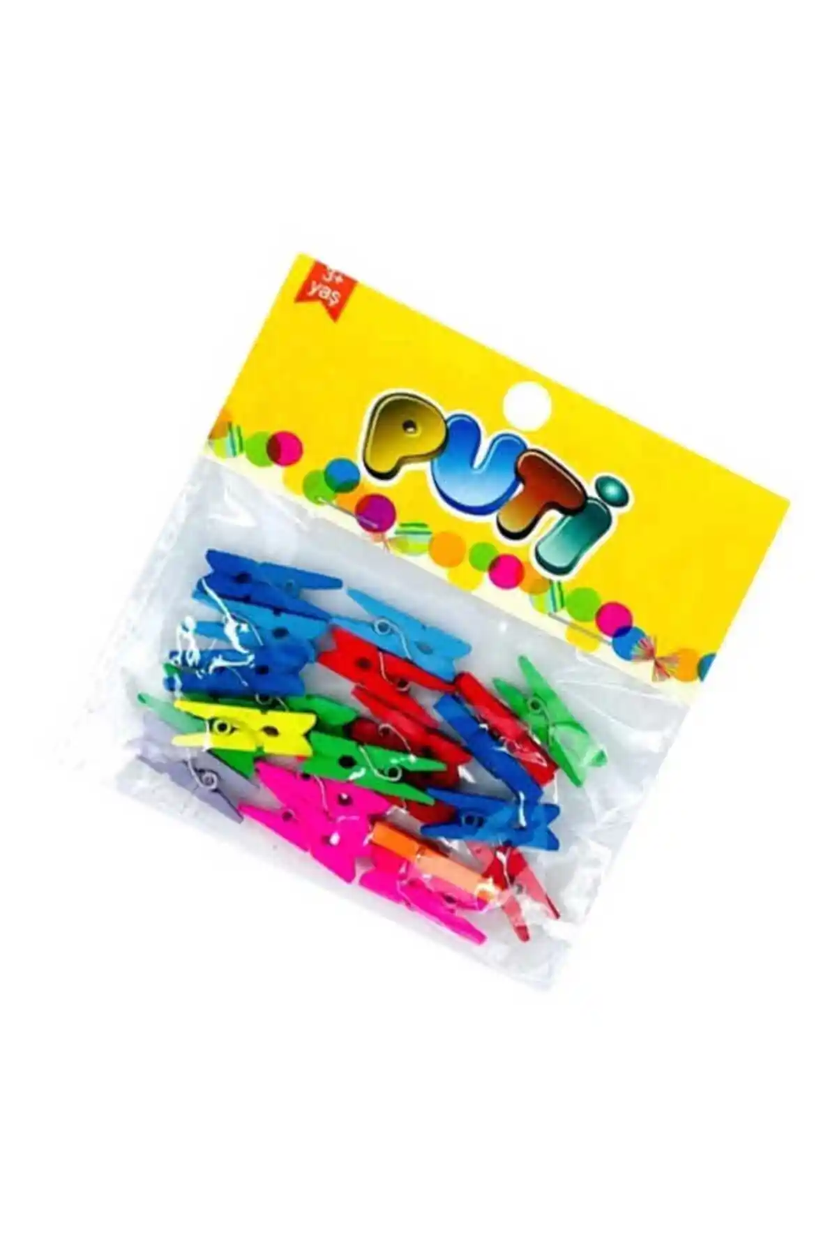 Puti 4667 Küçük Renkli Ahşap Mandal 24'lü Paket İdeal Dekoratif ve El İşi Çözümü