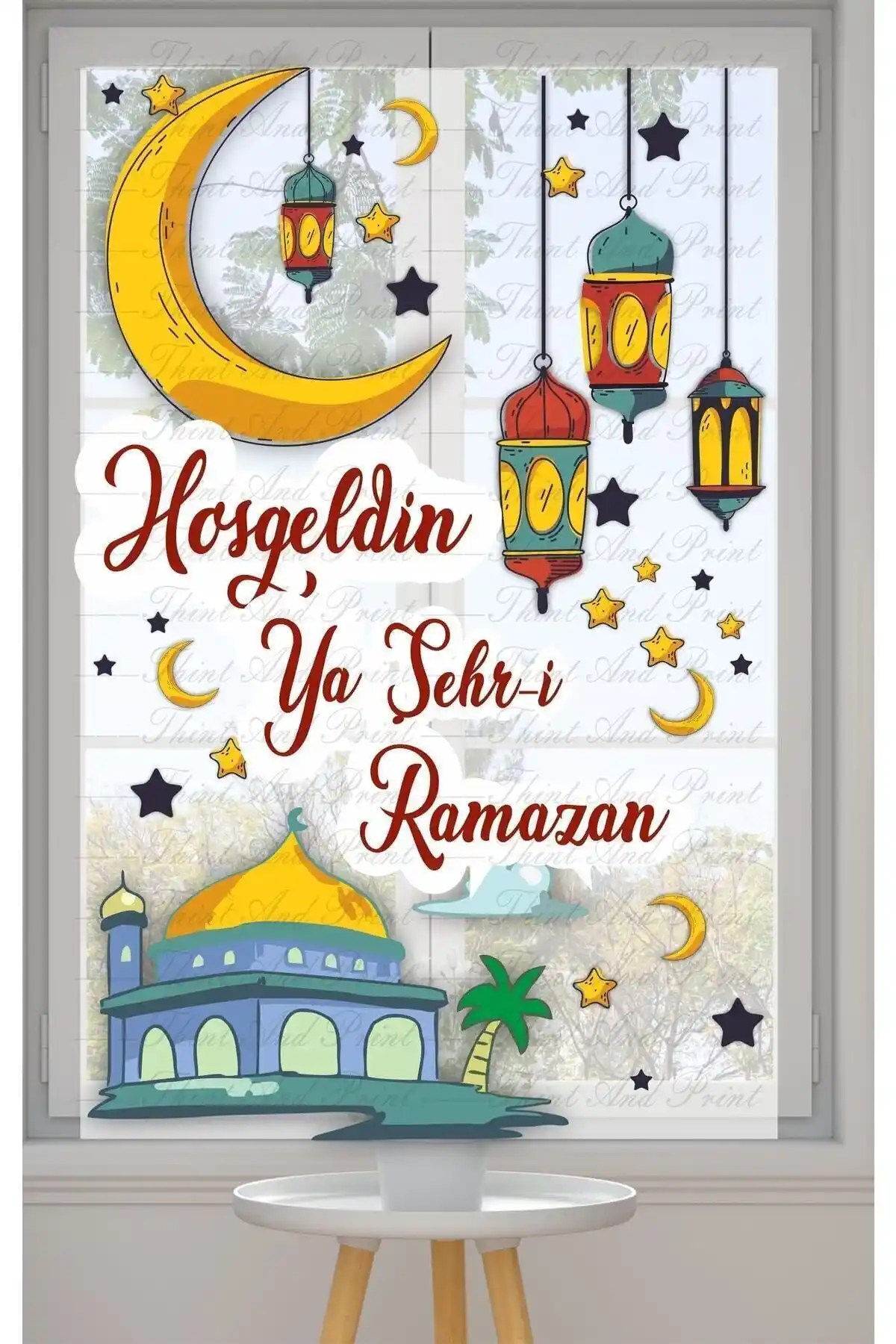 Ramazan Ayına Özel Cam Duvar Süsleri Çocuk Odası ve Ev Dekorasyonu İçin
