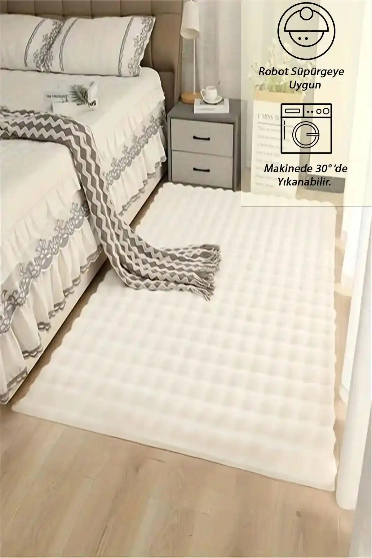 Raschel Halı Krem Renkli Yuvarlak ve Dikdörtgen Modelleriyle Şıklık ve Konfor Sunar