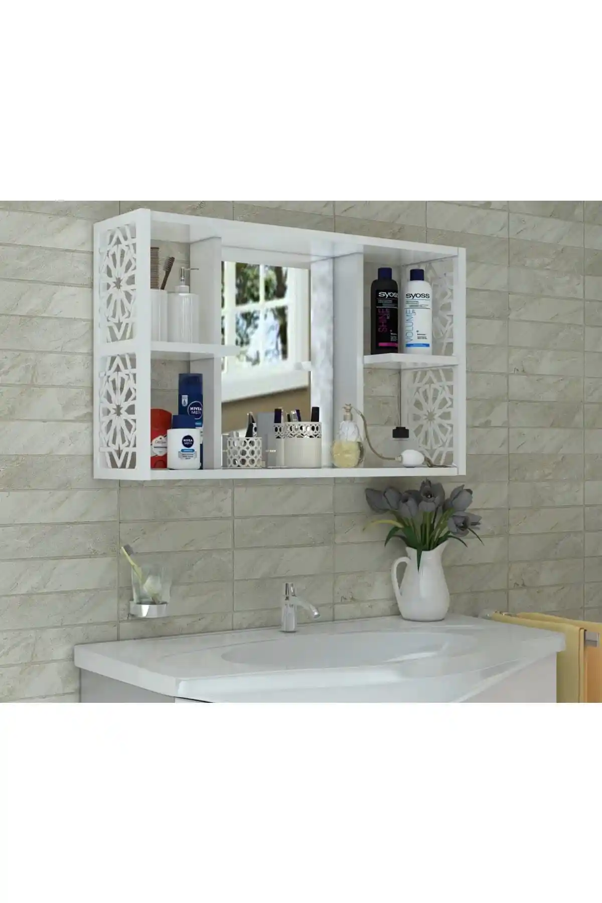 Remaks Aynalı Banyo Dolabı Beyaz Modern Tasarım ve Fonksiyonellik Özellikleri