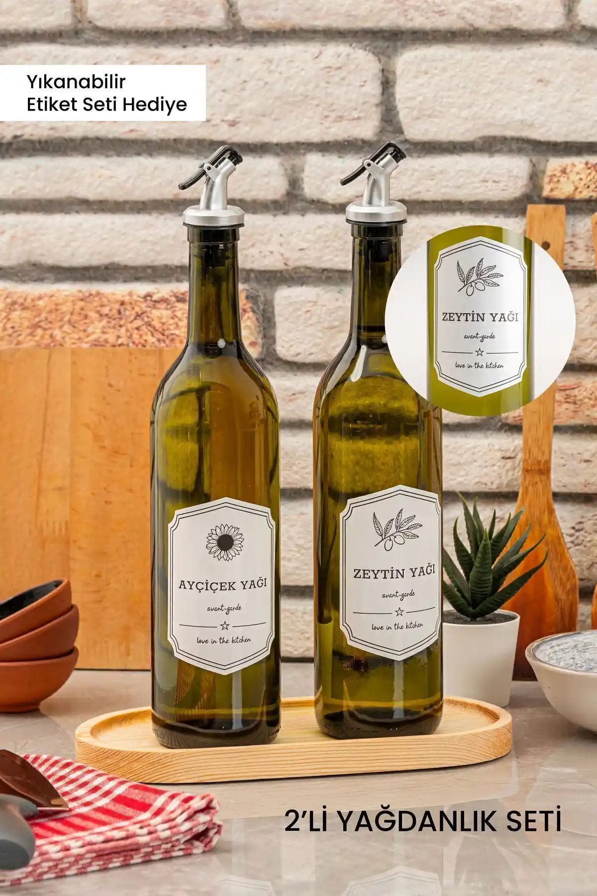 Rembox Ahşap Stantlı 2'li Yağ Şişesi Seti ile Mutfakta Şıklık ve Pratiklik