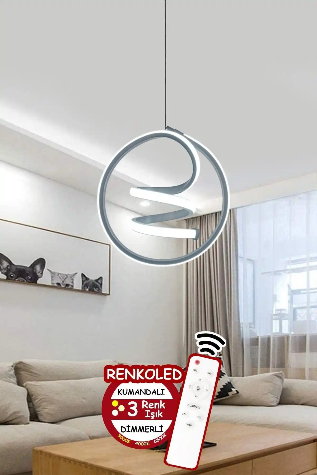 Renkoled Kumandalı 3 Renk Sarkıt Led Avize Modern İç Mekan Dekorasyonu İçin
