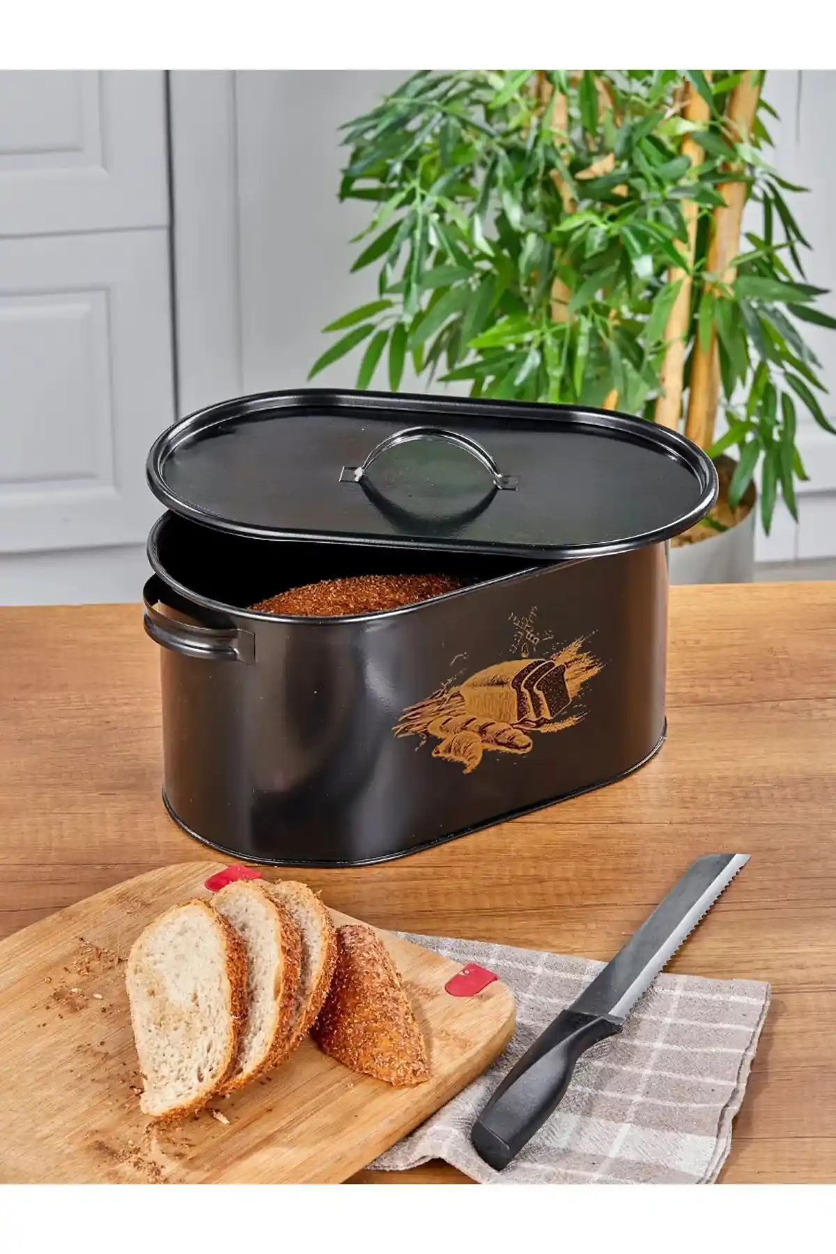 Reoona Siyah Metal Ekmeklik: Modern Tasarım ve Dayanıklı Mutfak Gereçleri