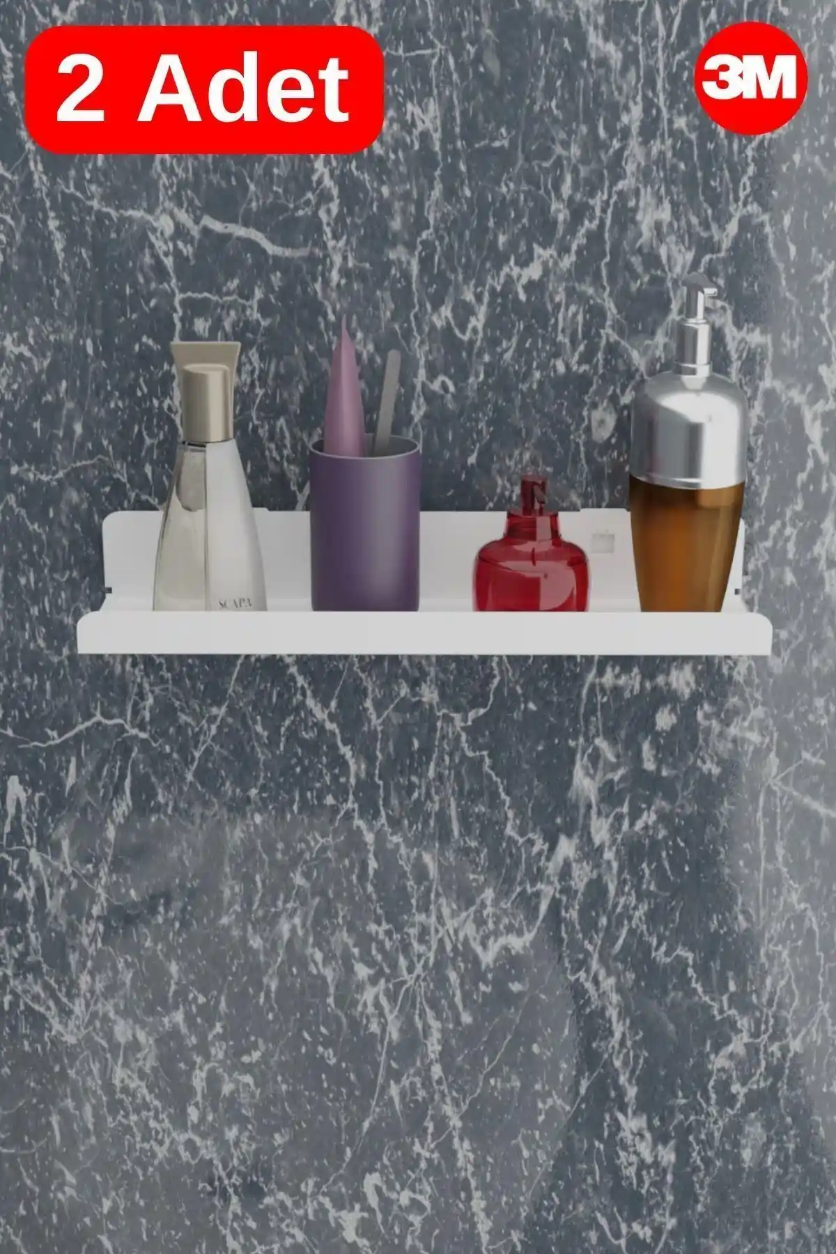 Risingmaber 3M Ultra Güçlü Yapışkanlı Beyaz Metal Raf Modern ve Çok Amaçlı Kullanım