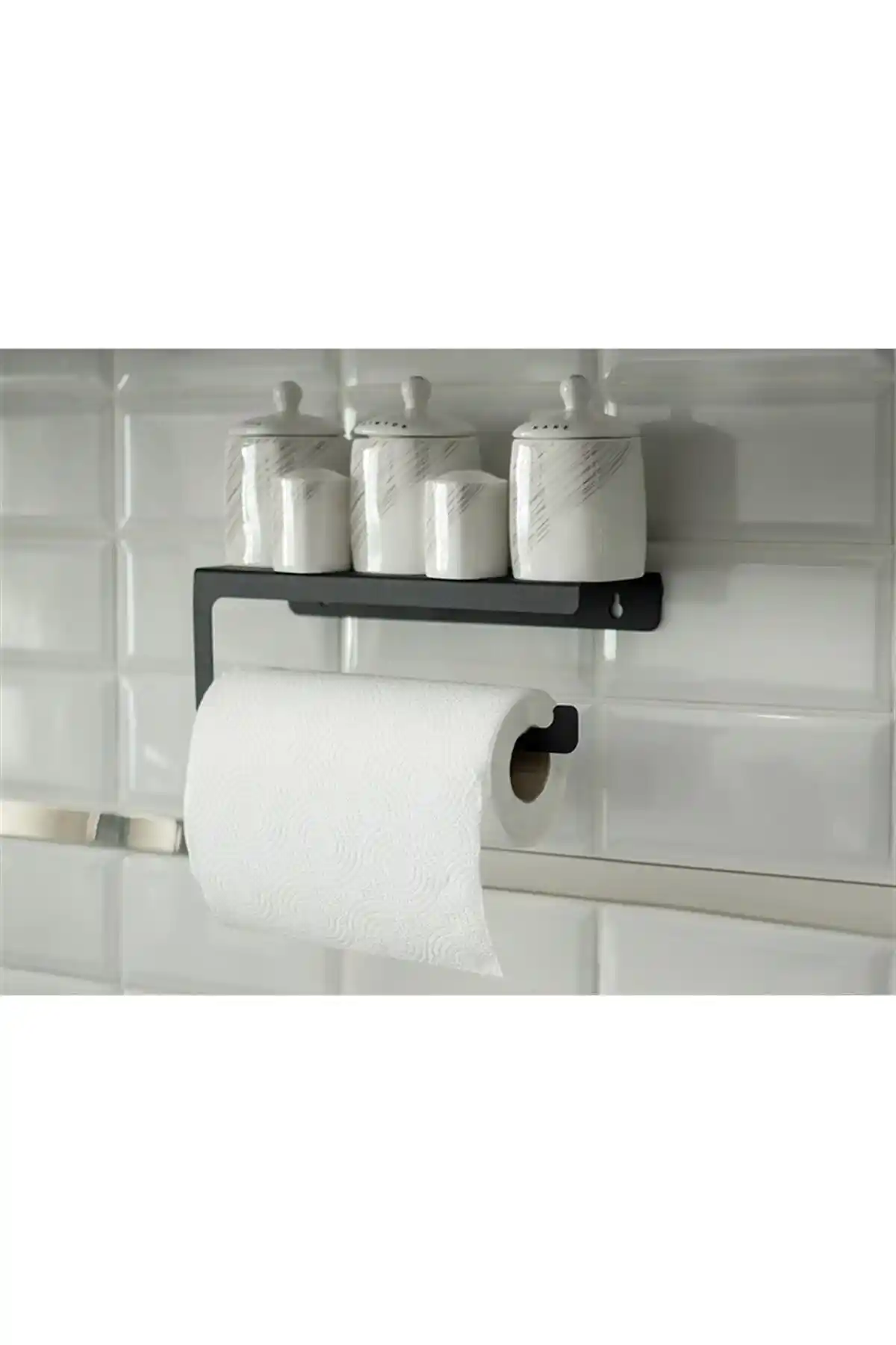 Risingmaber Dekoratif Siyah Metal Baharatlık ve Havluluk Modern Evler İçin