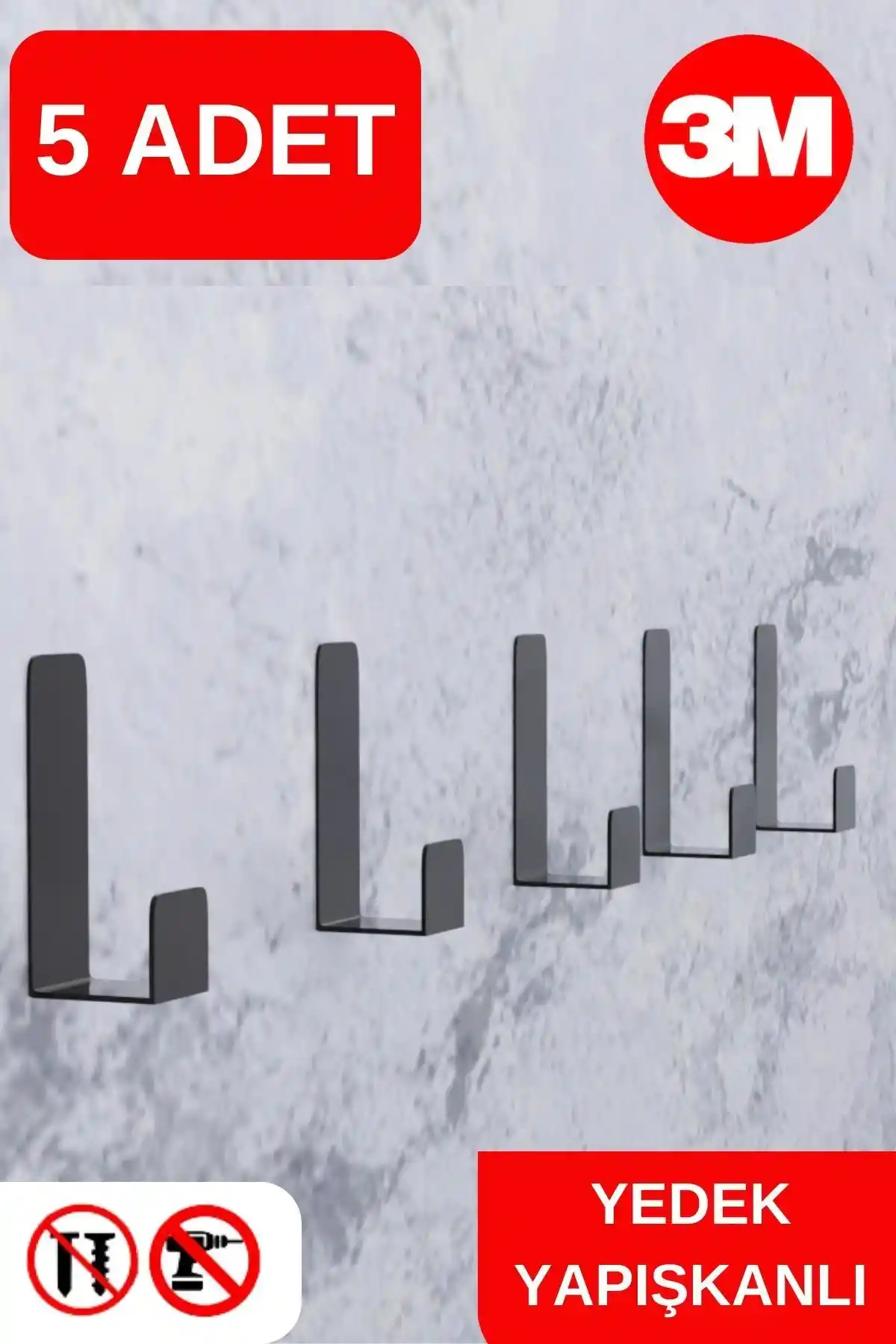 Risingmaber Siyah Metal Askılık Seti Modern ve Dayanıklı Duvara Yapışkan Tasarımıyla