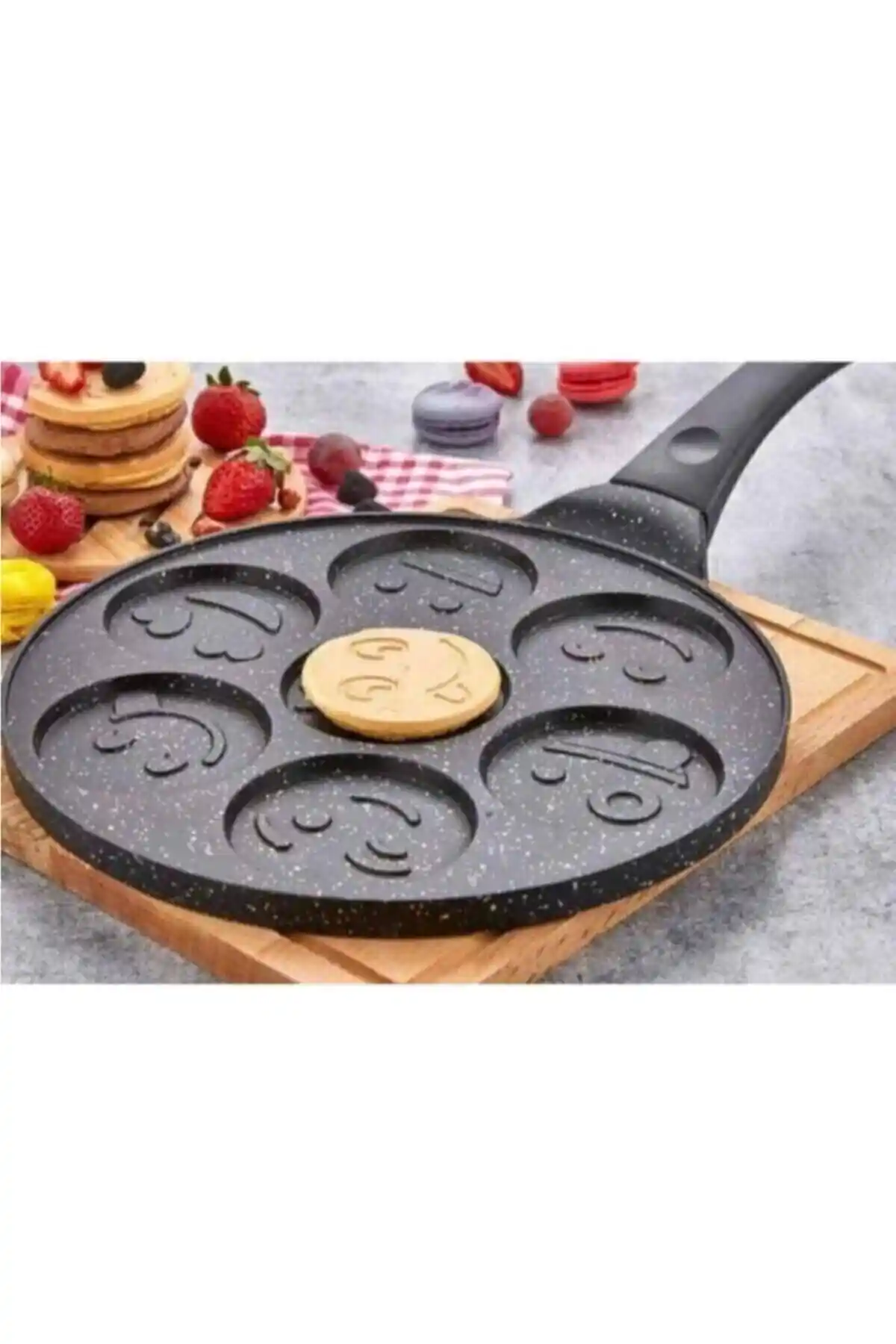 Rossel Yüz Emojili 26 Cm Granit Döküm Pankek Tavası ile Pratik ve Dayanıklı Pişirme Deneyimi
