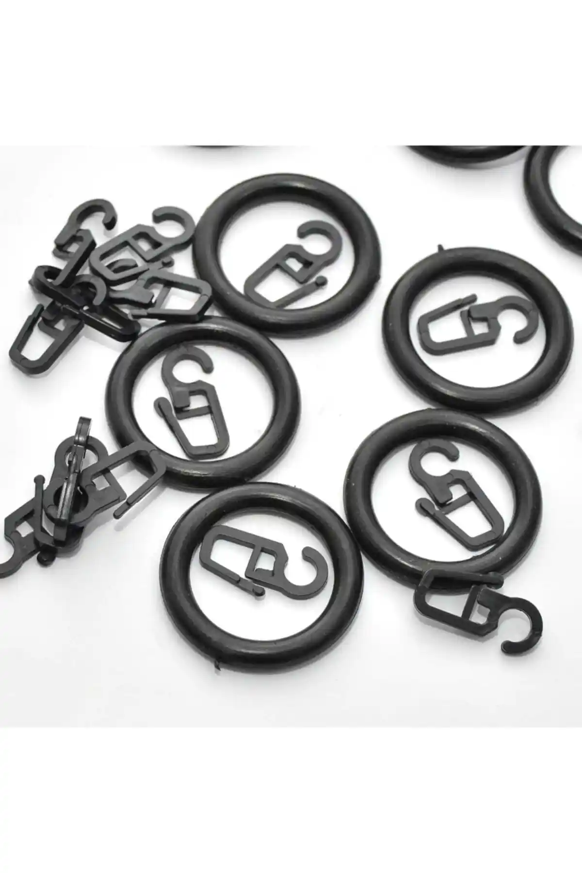 Rustik Siyah Perde Halkası ve Klips Seti - Estetik ve Dayanıklı İç Mekan Aksesuarları
