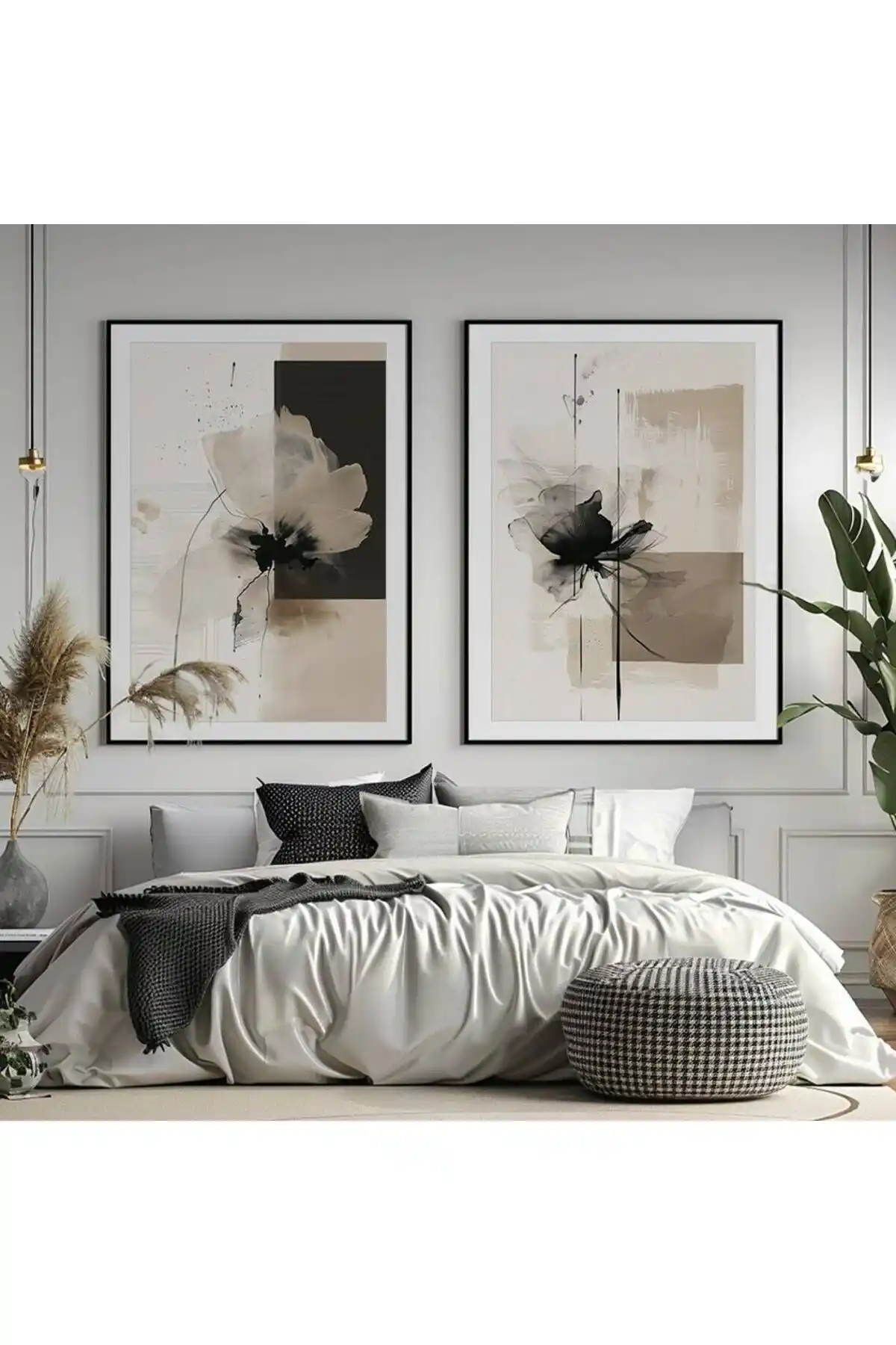 Ryta Ahşap Çerçeveli 2'li Modern Soyut Tablo Seti Türkiye Üretimi Şık Dekorasyon