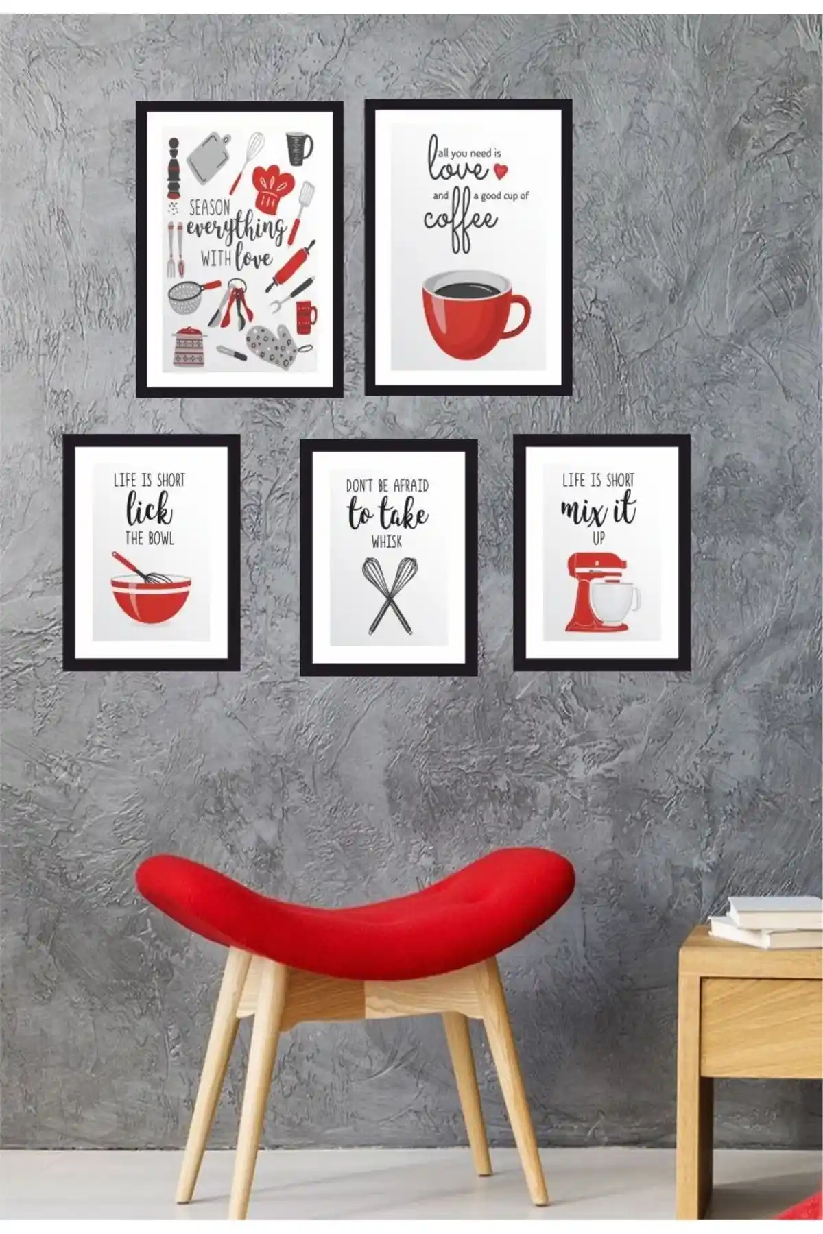 S&S VIP 5 Parça Modern Soyut Mutfak Dekorasyonu Seti Yüksek Kalite ve Şıklık