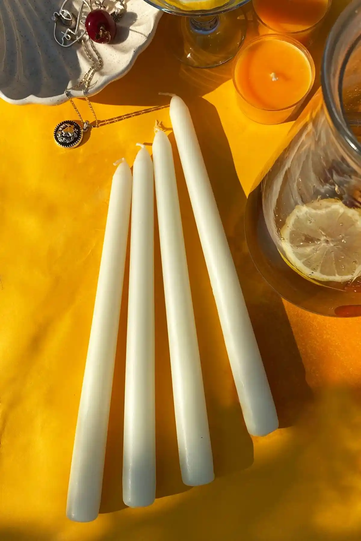 Sanat Sepet İşleri Premium Kokulu Beyaz Konik Mum Seti 4'lü Dekoratif ve Aromatik ürün