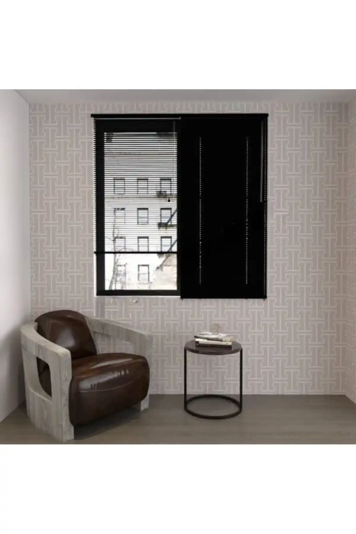 Sanper Siyah Alüminyum Jaluzi Perde 25 Mm, Şık ve Dayanıklı İç Mekan Dekorasyonu