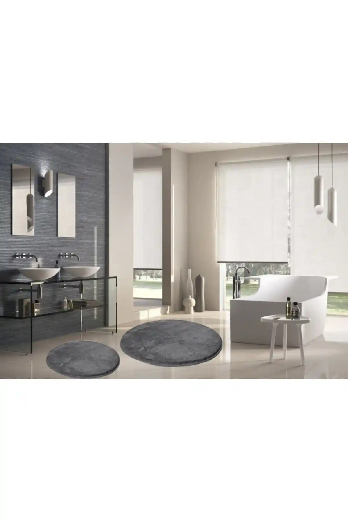 Sarar 2'li Yuvarlak Peluş Banyo Paspası: Güvenli ve Konforlu Banyo Deneyimi