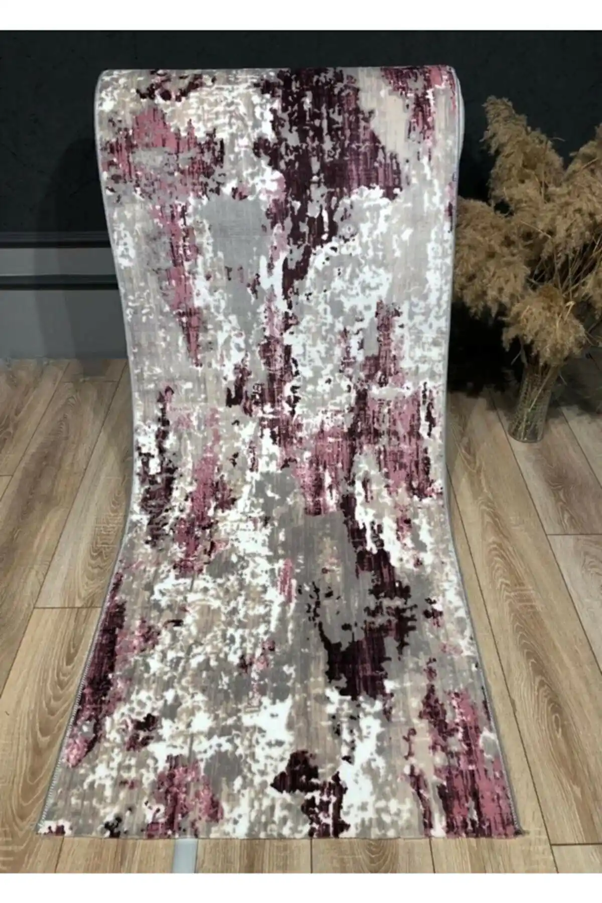 Sarar Jel Kaymaz Taban Yıkanabilir Yu<muş>ak Yüzey Kesme Halı Mürdüm Renkli Modern Tasarım