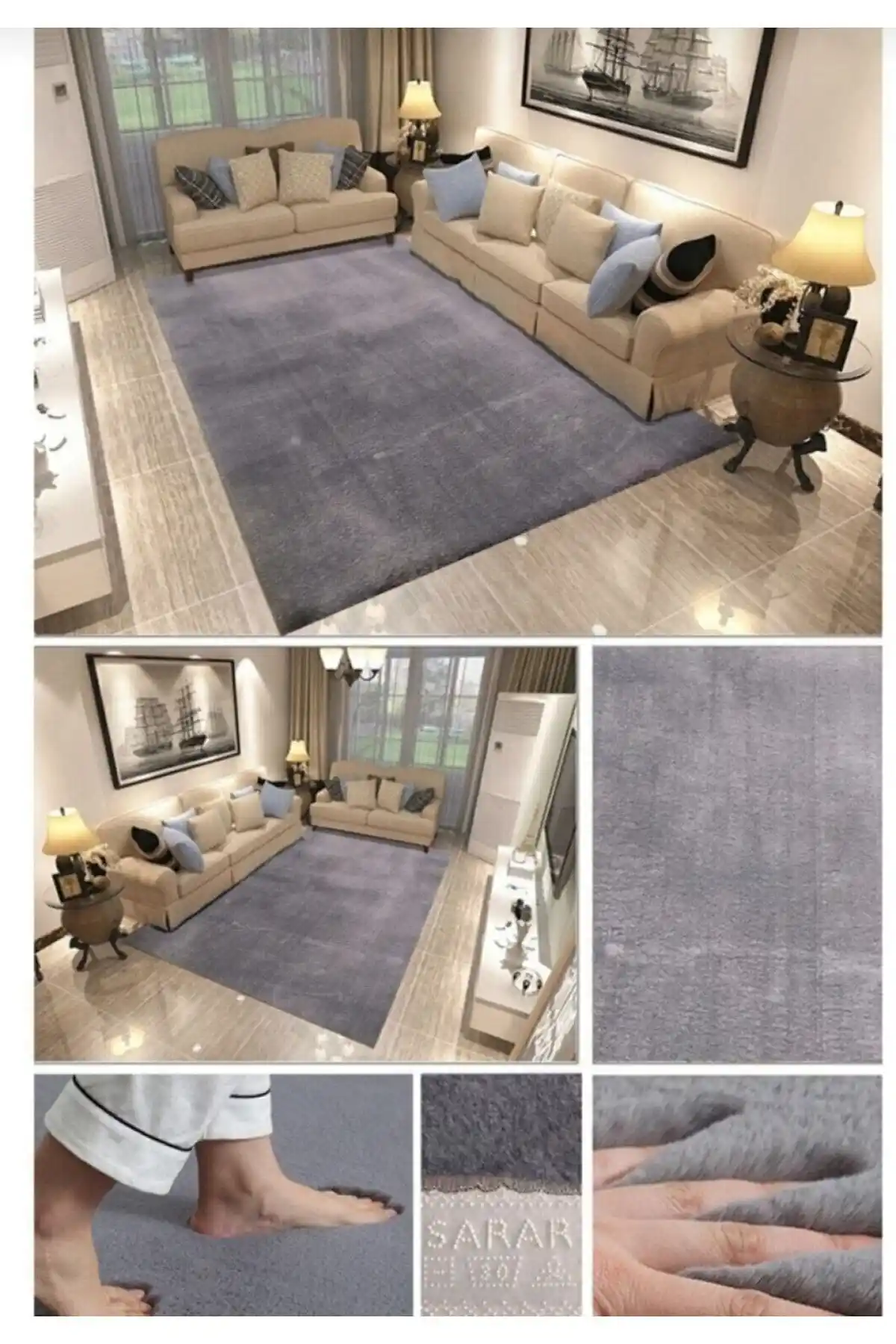 Sarar Post Halı Kaymaz Tabanıyla Modern ve Güvenli Ev Dekorasyonu İçin Uygun