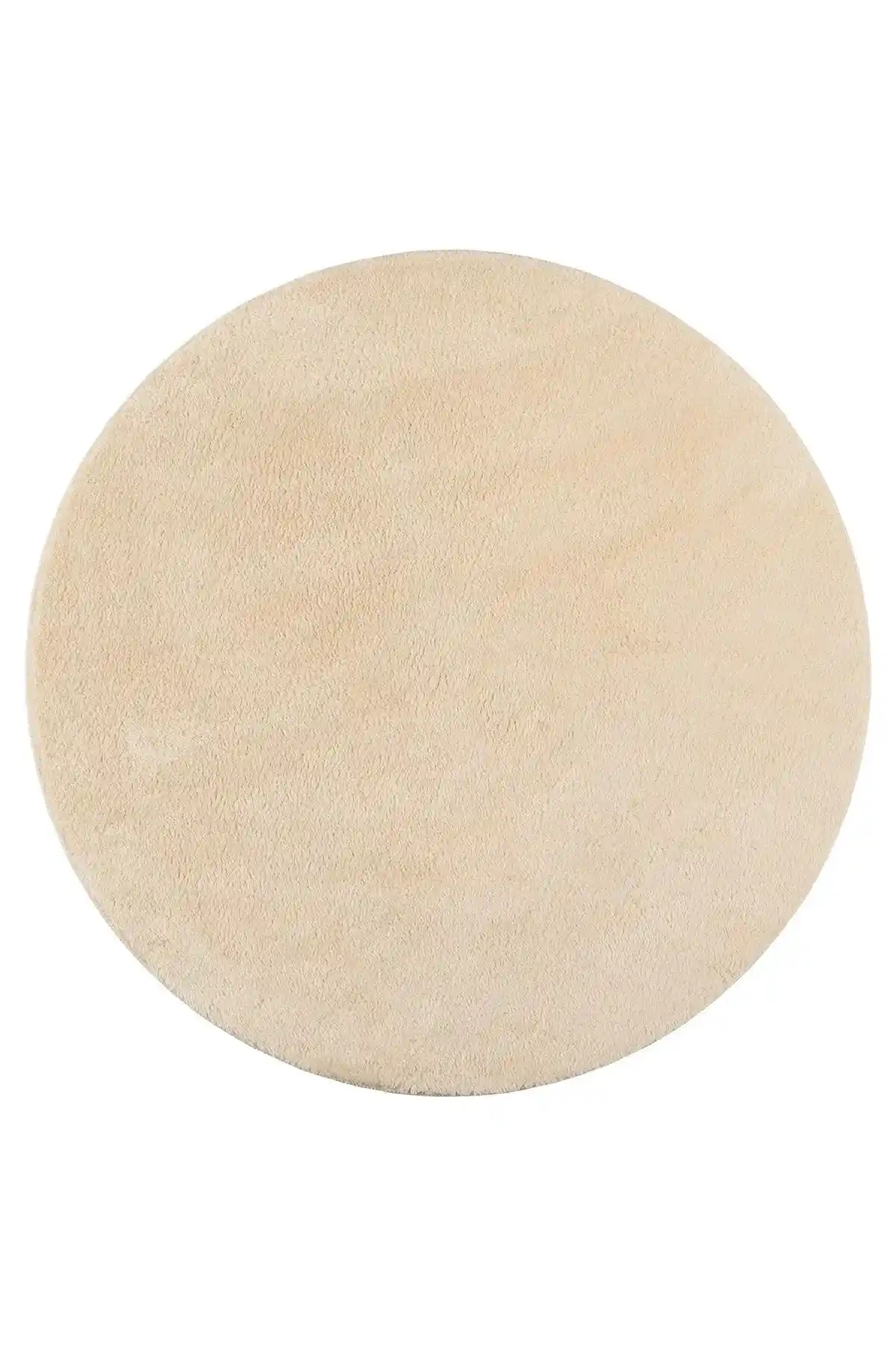 Sarar Yuvarlak Açık Bej Peluş Halı Kaymaz Jel Taban ile Ev Dekorasyonuna Şık Dokunuş