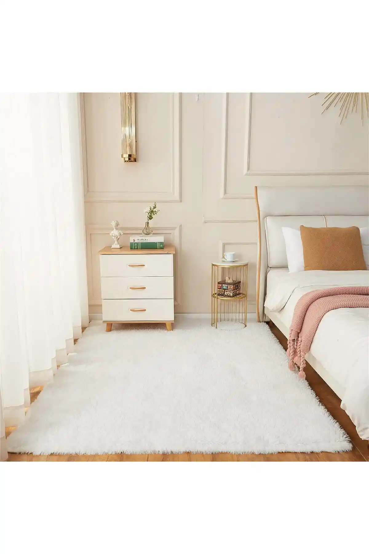 SARAZ HALI Beyaz Yıkanabilir Modern Yolluk Antre ve Hol İçin Dayanıklı Tasarım