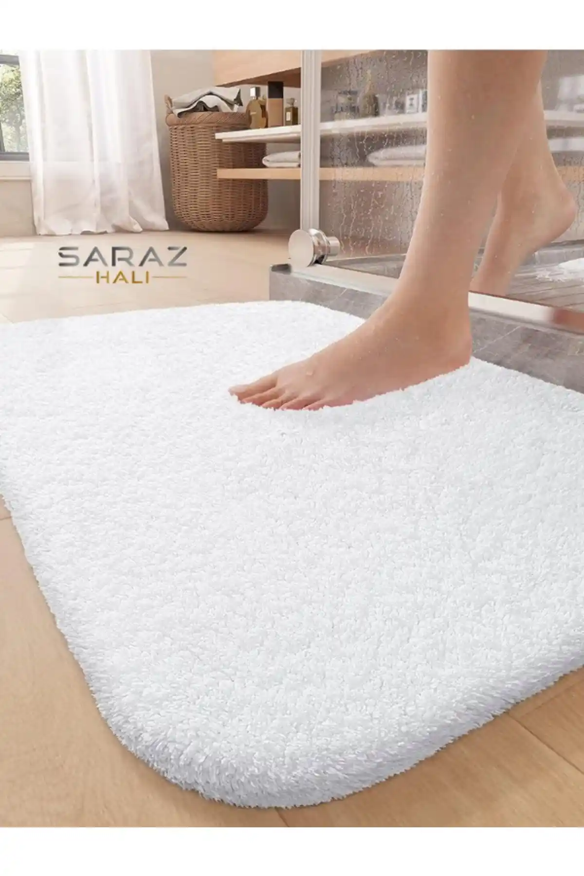 SARAZ HALI Organıc Soft 60x100 Beyaz Banyo Paspası: Şıklık ve Konfor Sunan Pratik Ürün